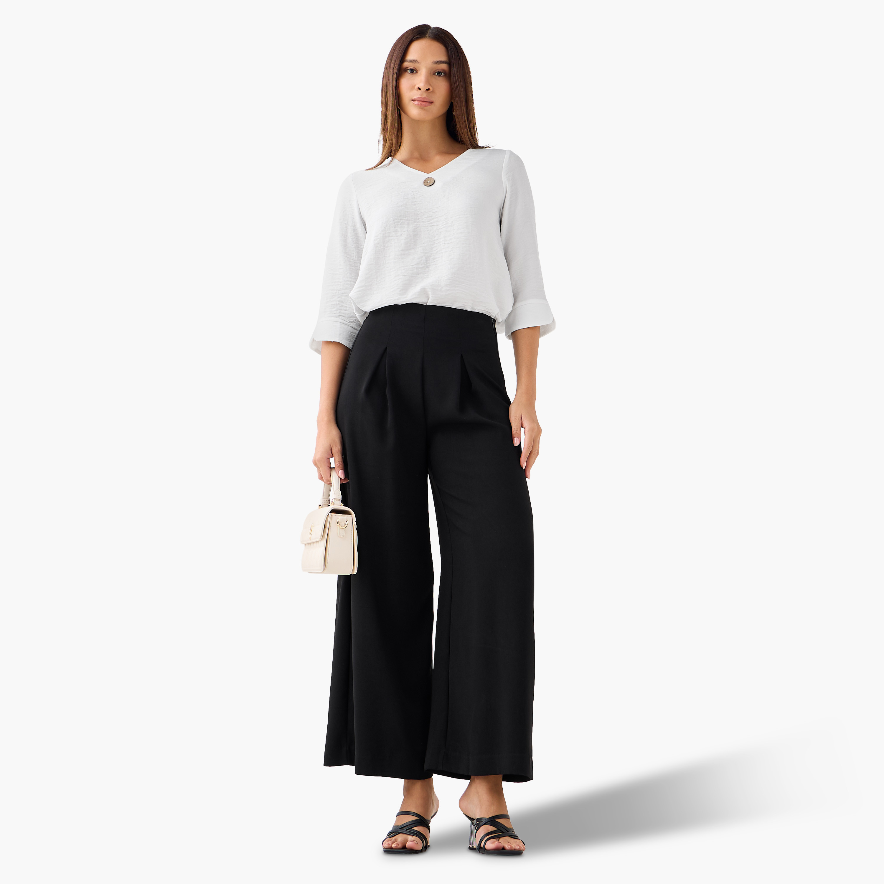 Single Front Button V-neck Top-PROMO_SP_KW_BUNDLE_2FOR11_180925-image-2