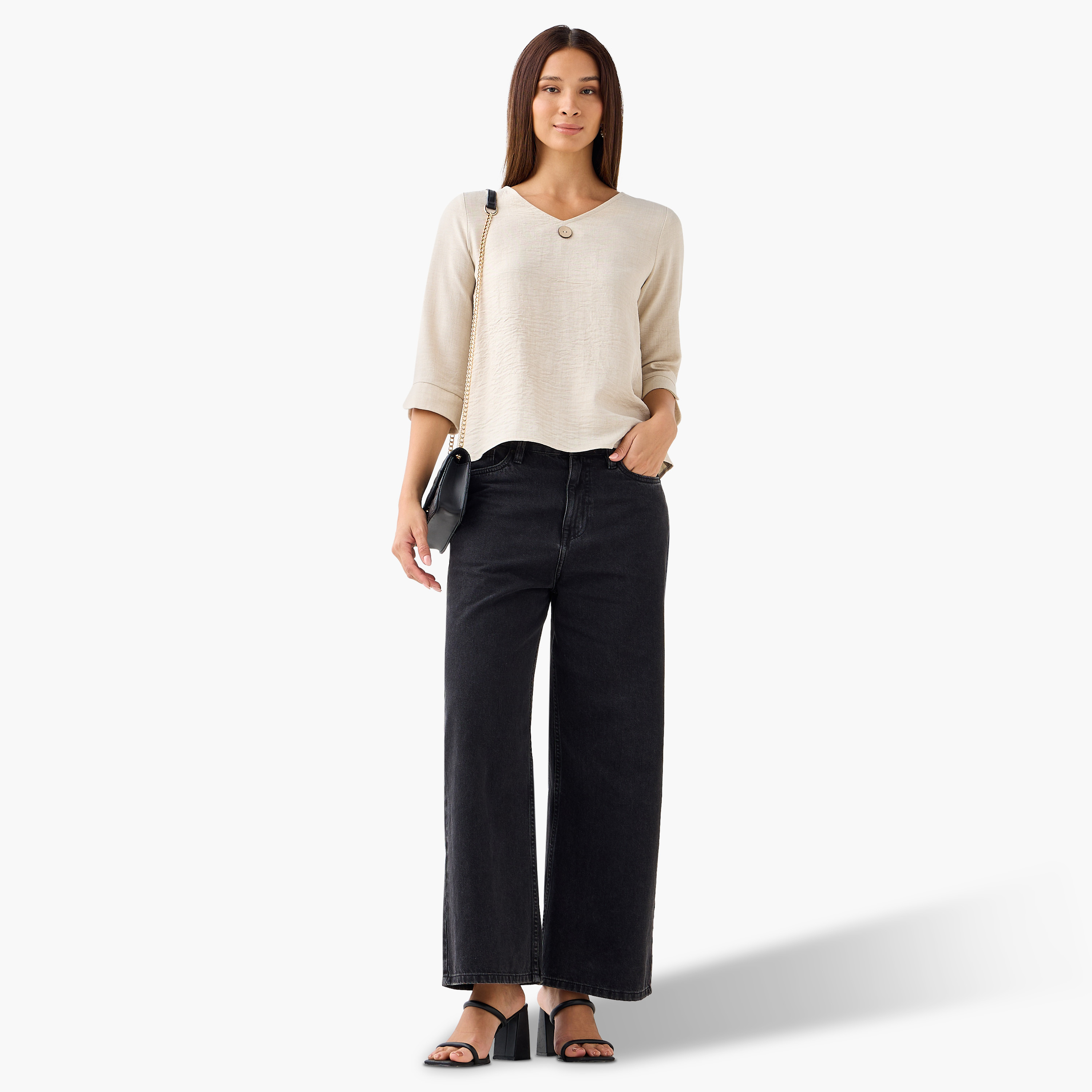 Single Front Button V-neck Top-PROMO_SP_KW_BUNDLE_2FOR11_180925-image-2
