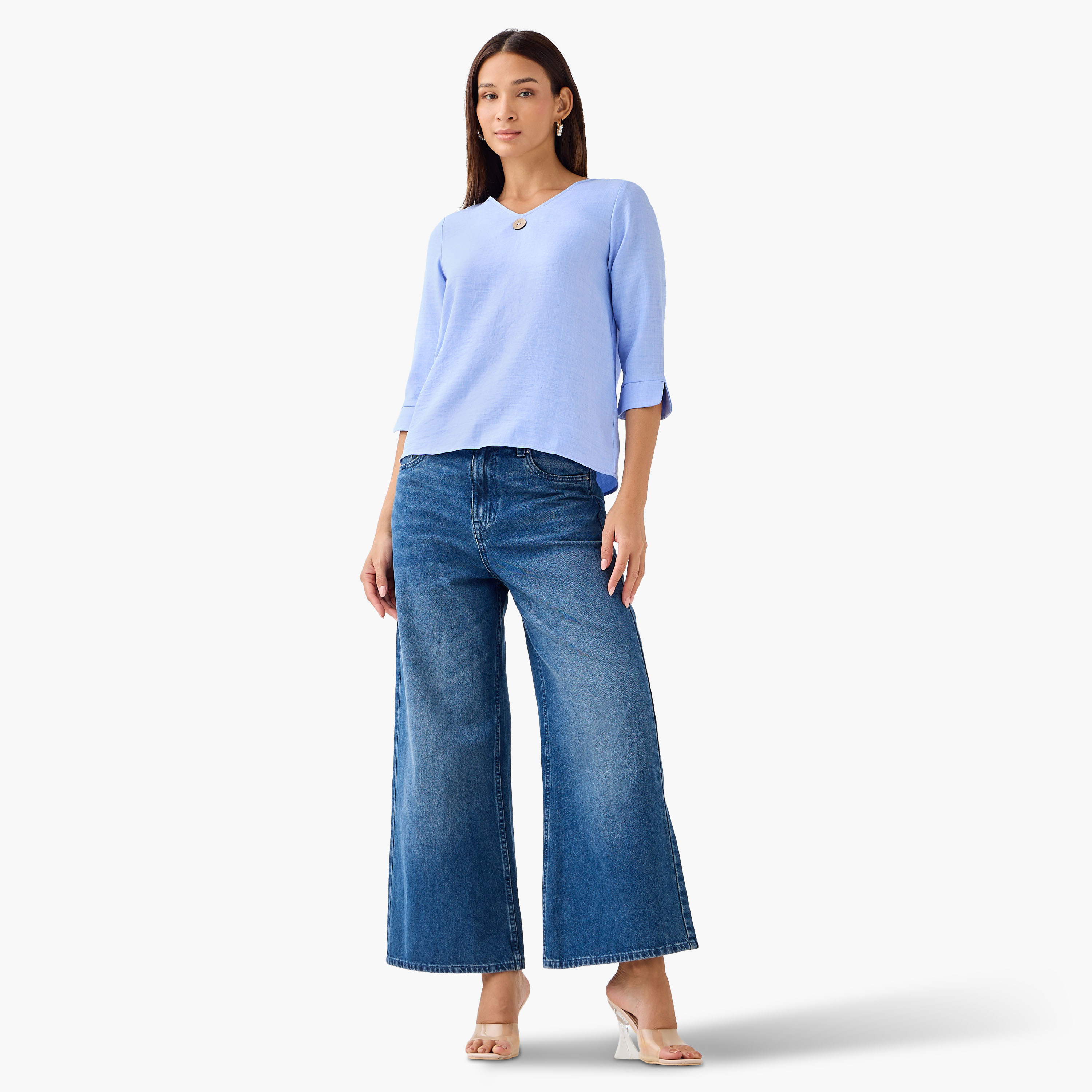 Single Front Button V-neck Top-PROMO_SP_KW_BUNDLE_2FOR11_180925-image-2