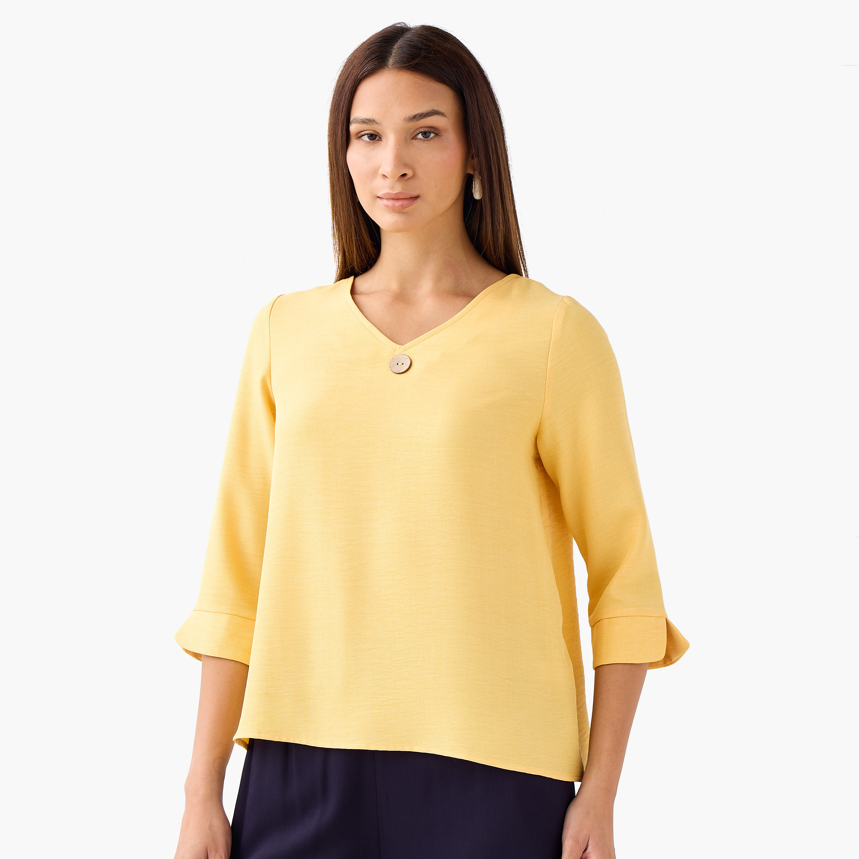 Single Front Button V-neck Top-PROMO_SP_KW_BUNDLE_2FOR11_180925-image-1