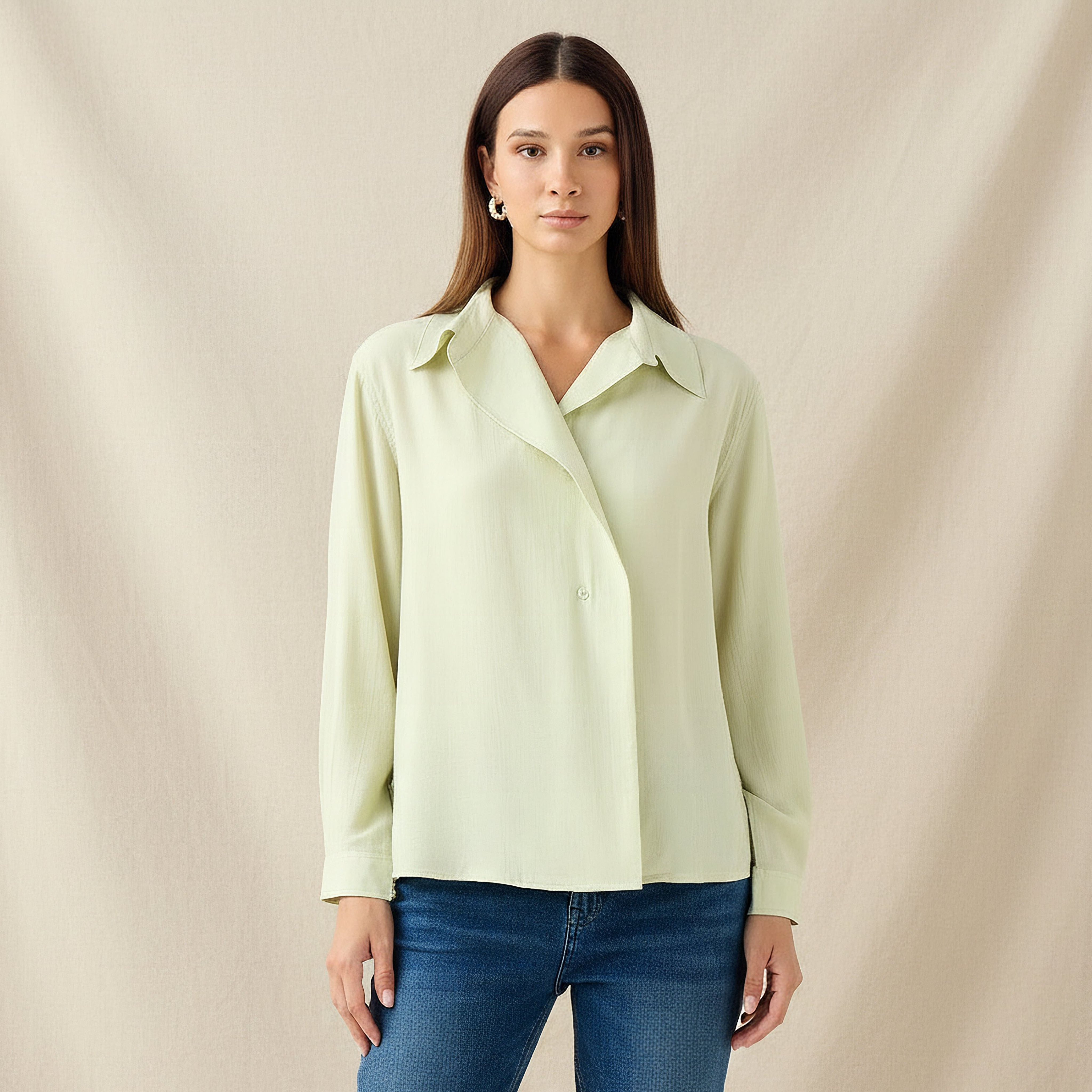 Relaxed Fit Viscose Top with Button Detail-women-clothing-shirtsandblouses-shirts-image-1