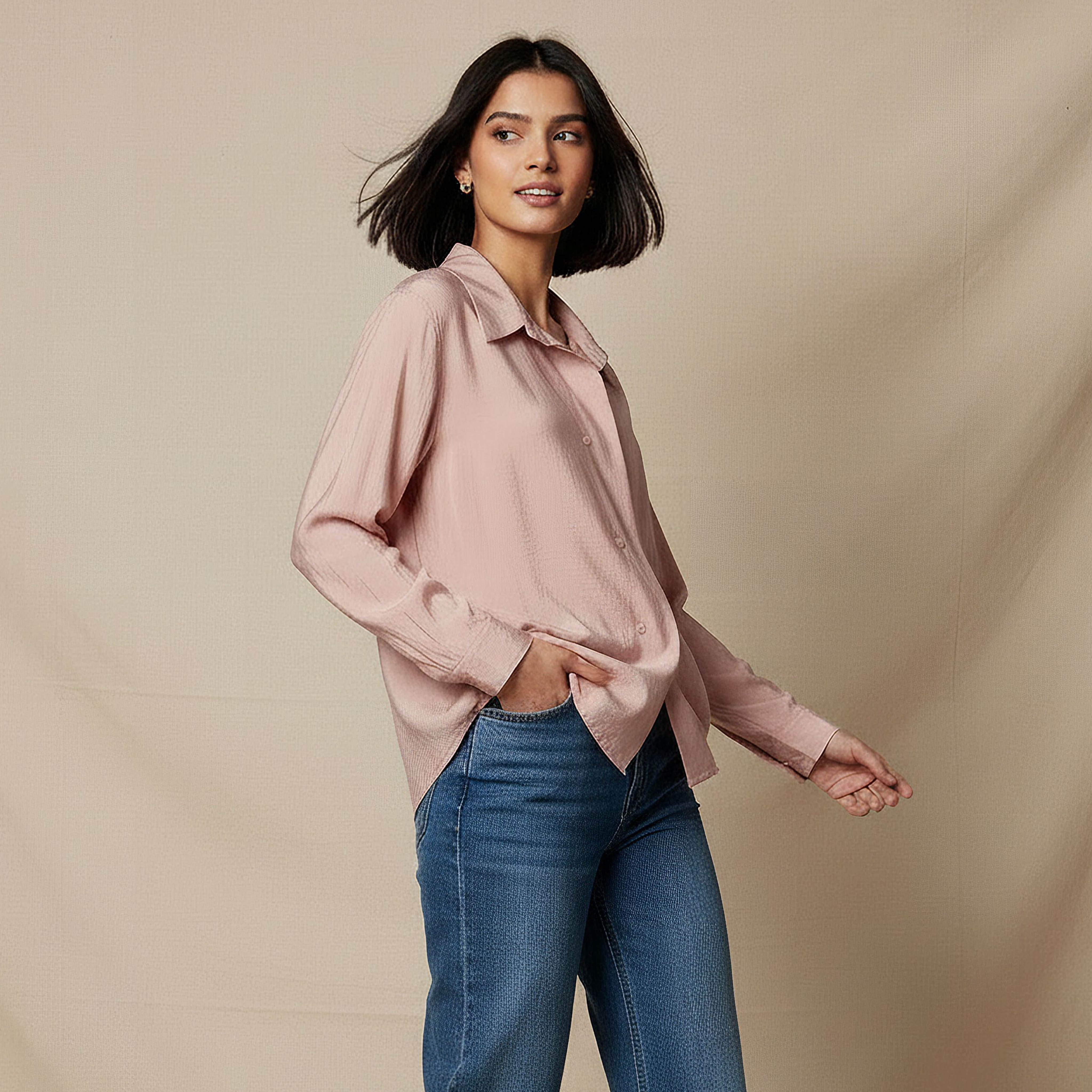 بلوزة فيسكوز بقصة عادية وتفاصيل أزرار-women-clothing-shirtsandblouses-shirts-image-6