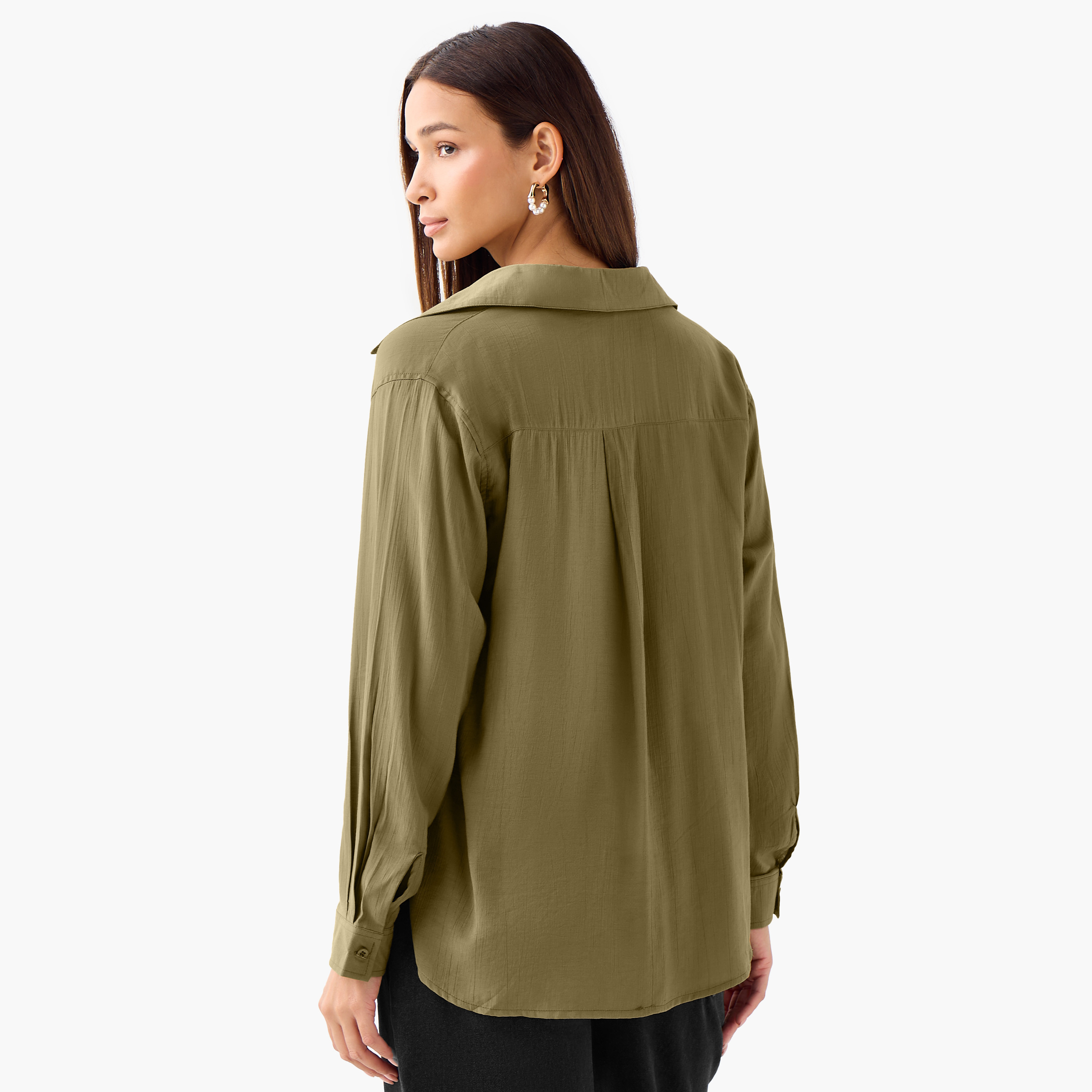 بلوزة فيسكوز بقصة عادية وتفاصيل أزرار-women-clothing-shirtsandblouses-shirts-image-3