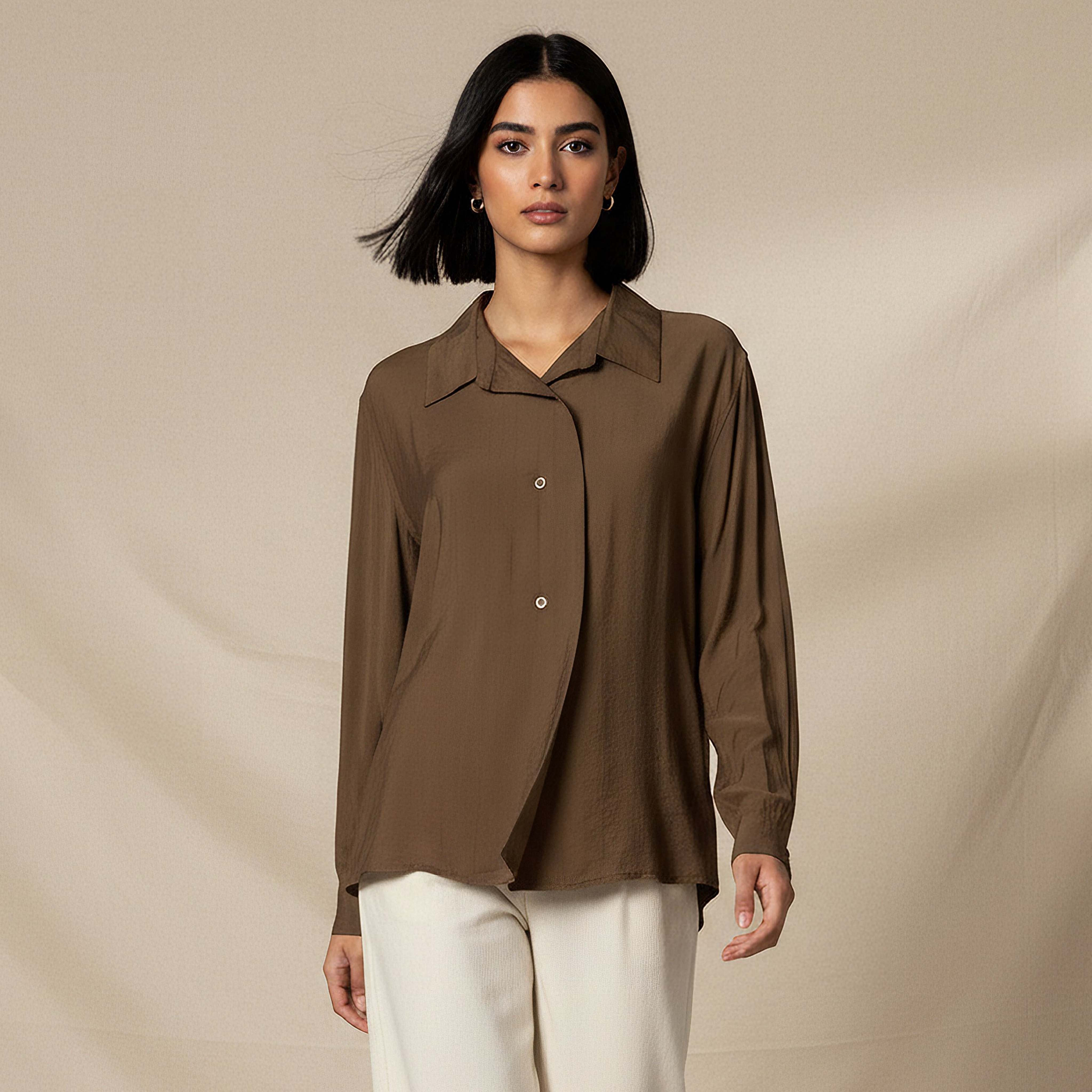 Relaxed Fit Viscose Top with Button Detail-women-clothing-shirtsandblouses-shirts-image-1