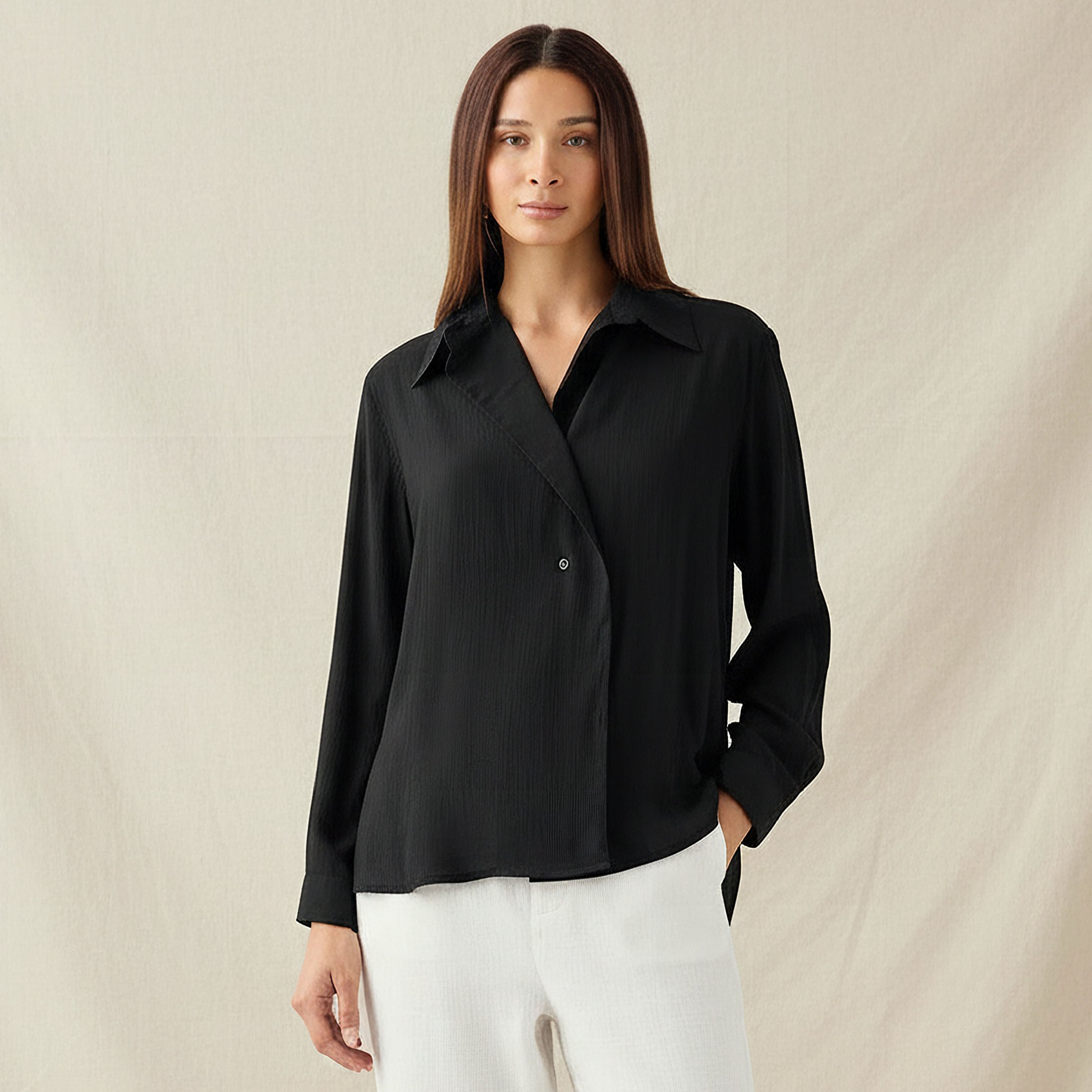 Relaxed Fit Viscose Top with Button Detail-women-clothing-shirtsandblouses-shirts-image-1