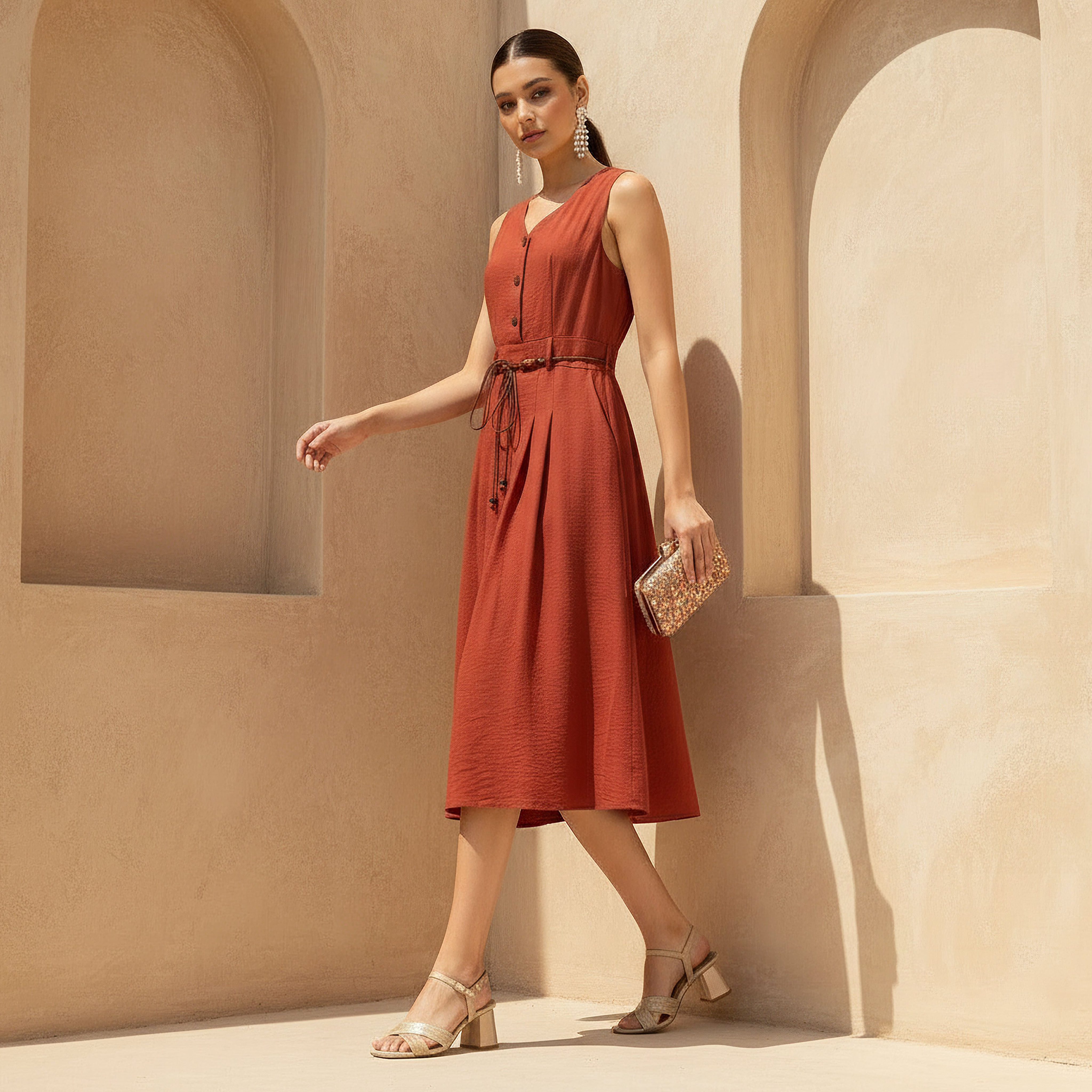 Midi Shirt Dress with Belt-women-clothing-dresses-image-1