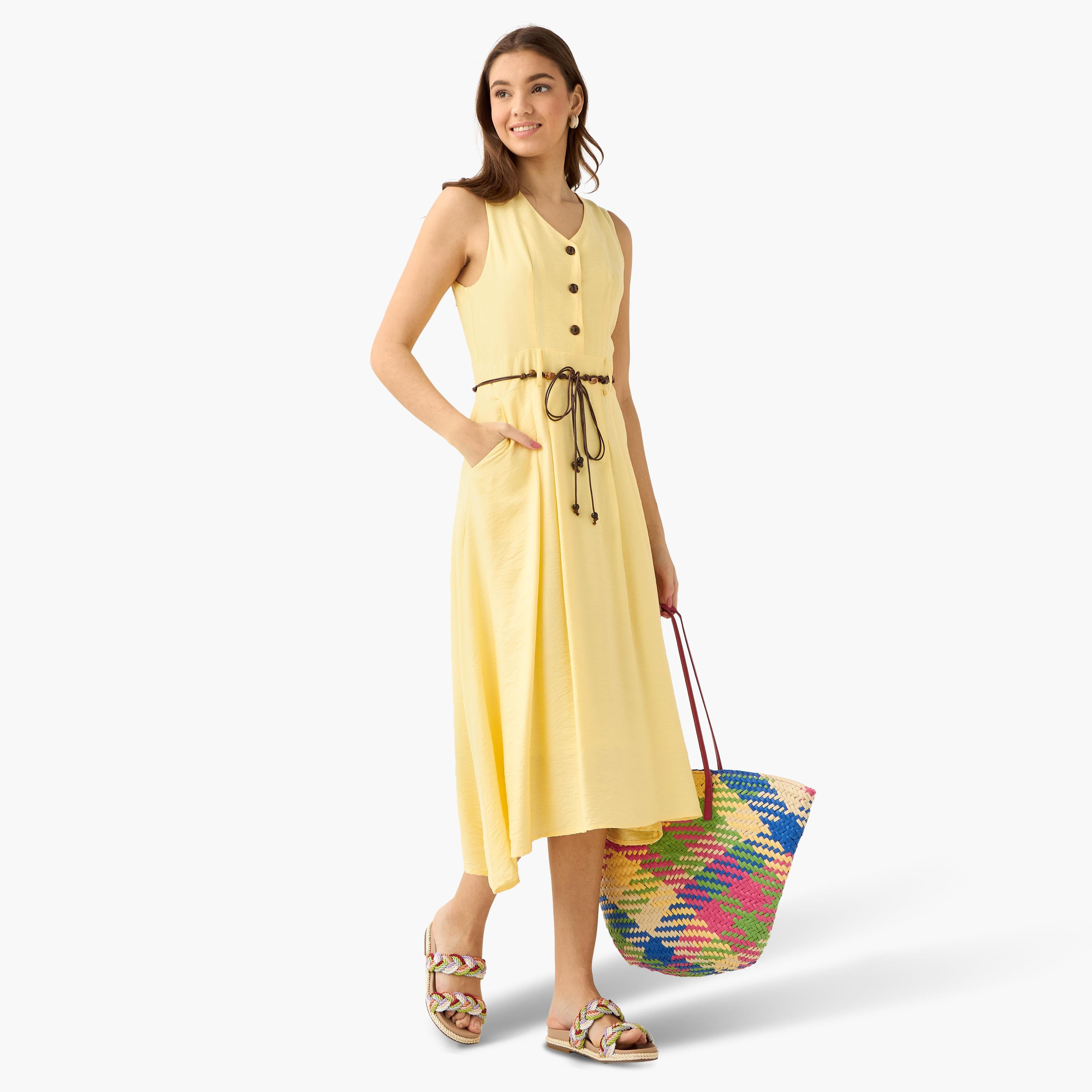 Midi Shirt Dress with Belt-women-clothing-dresses-image-3