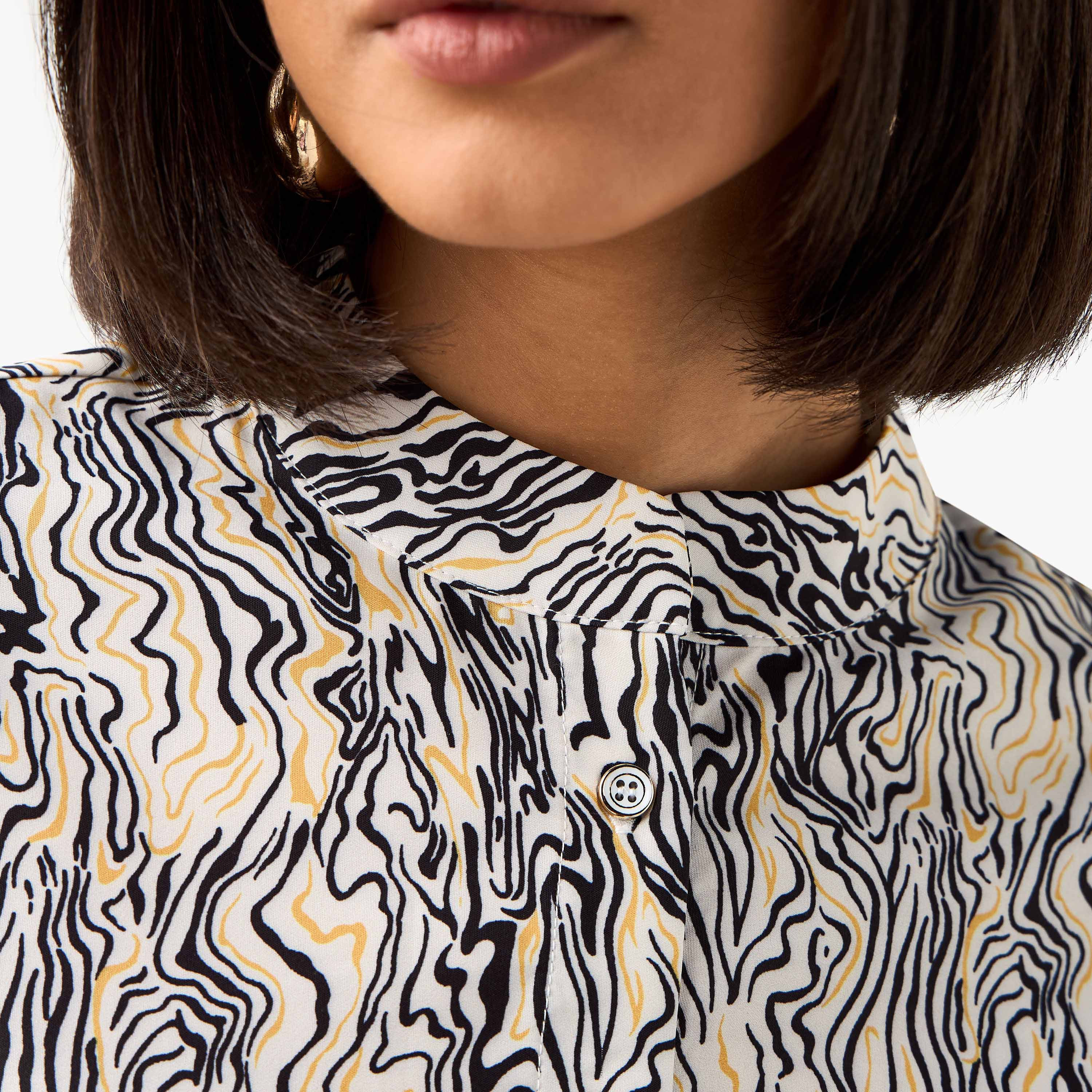 Regular Fit Printed Shirt with Mandarin Collar-women-clothing-shirtsandblouses-shirts-image-2