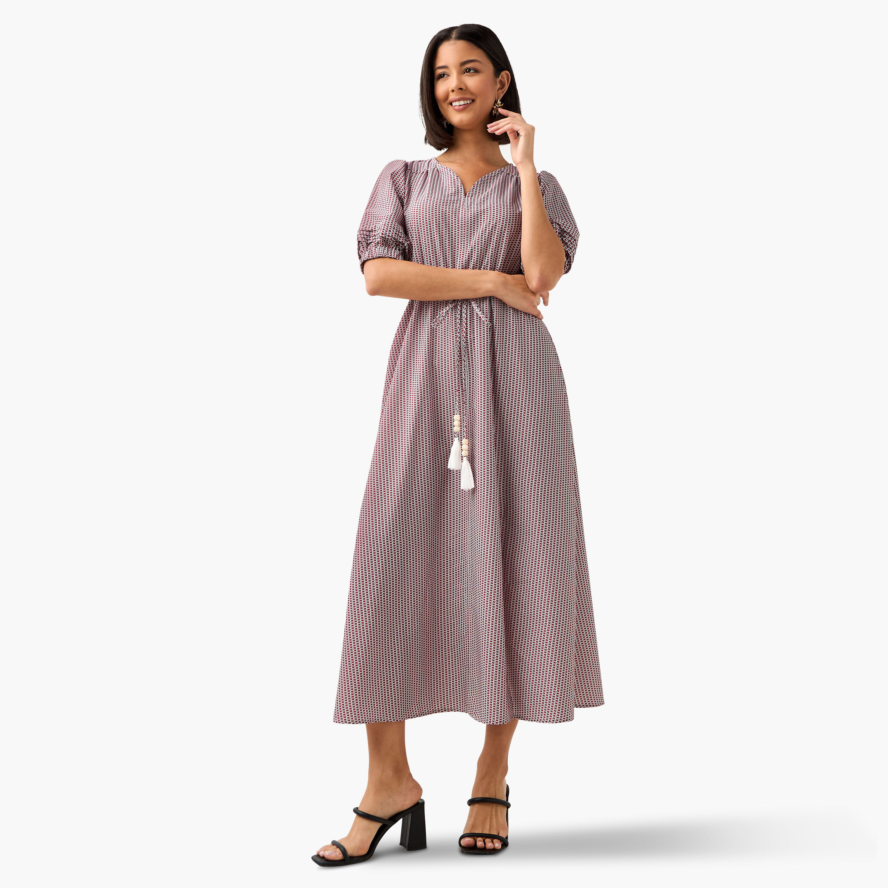 Geometric Print Women Dress with Belt-PROMO_SP_OM_2FOR18_130625-image-2