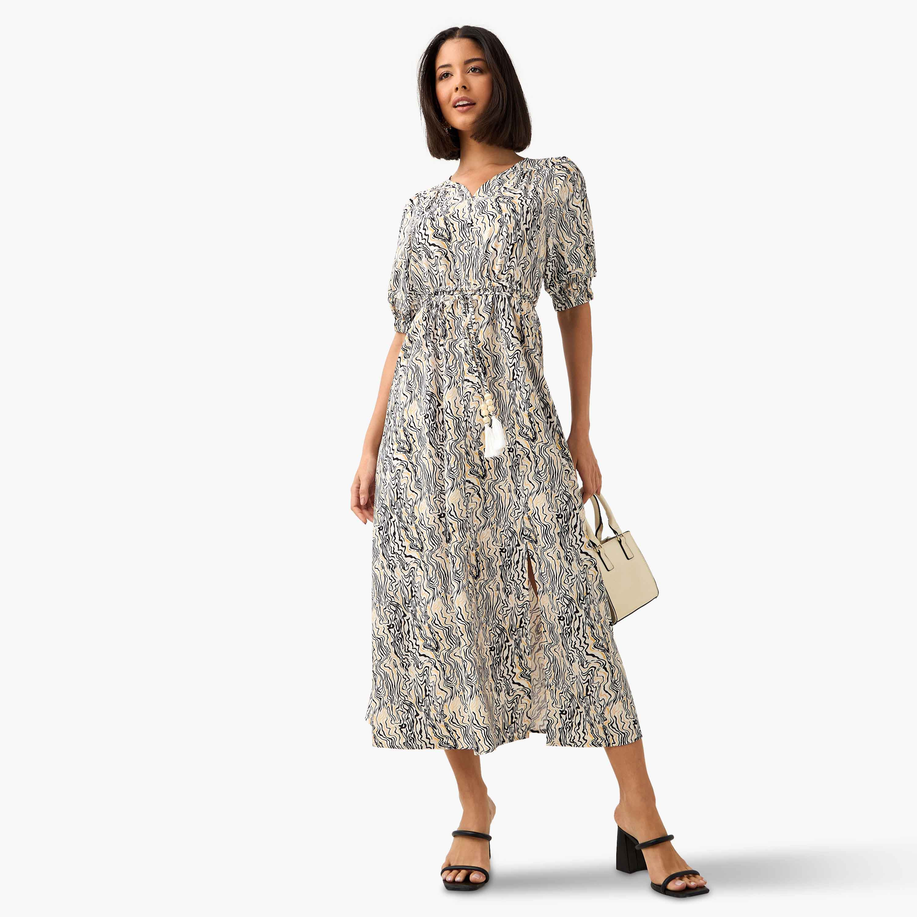 Abstract Print Women Dress with Belt-PROMO_SP_OM_2FOR18_130625-image-1