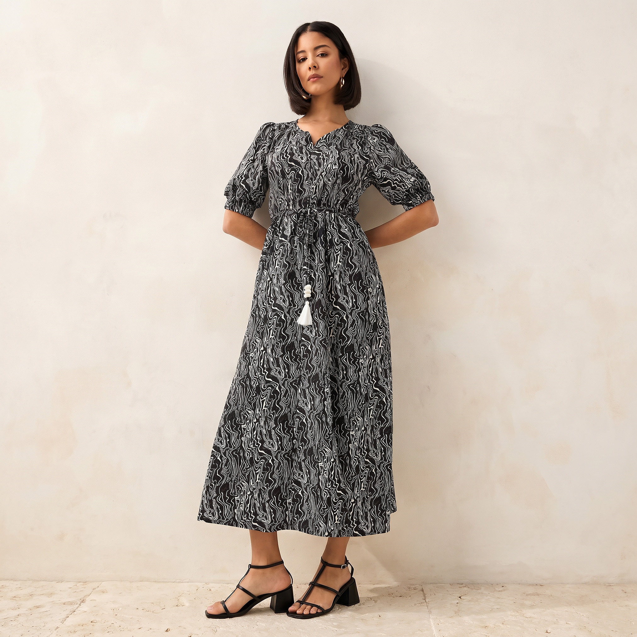Abstract Print Women Dress with Belt-PROMO_SP_OM_2FOR18_130625-image-1