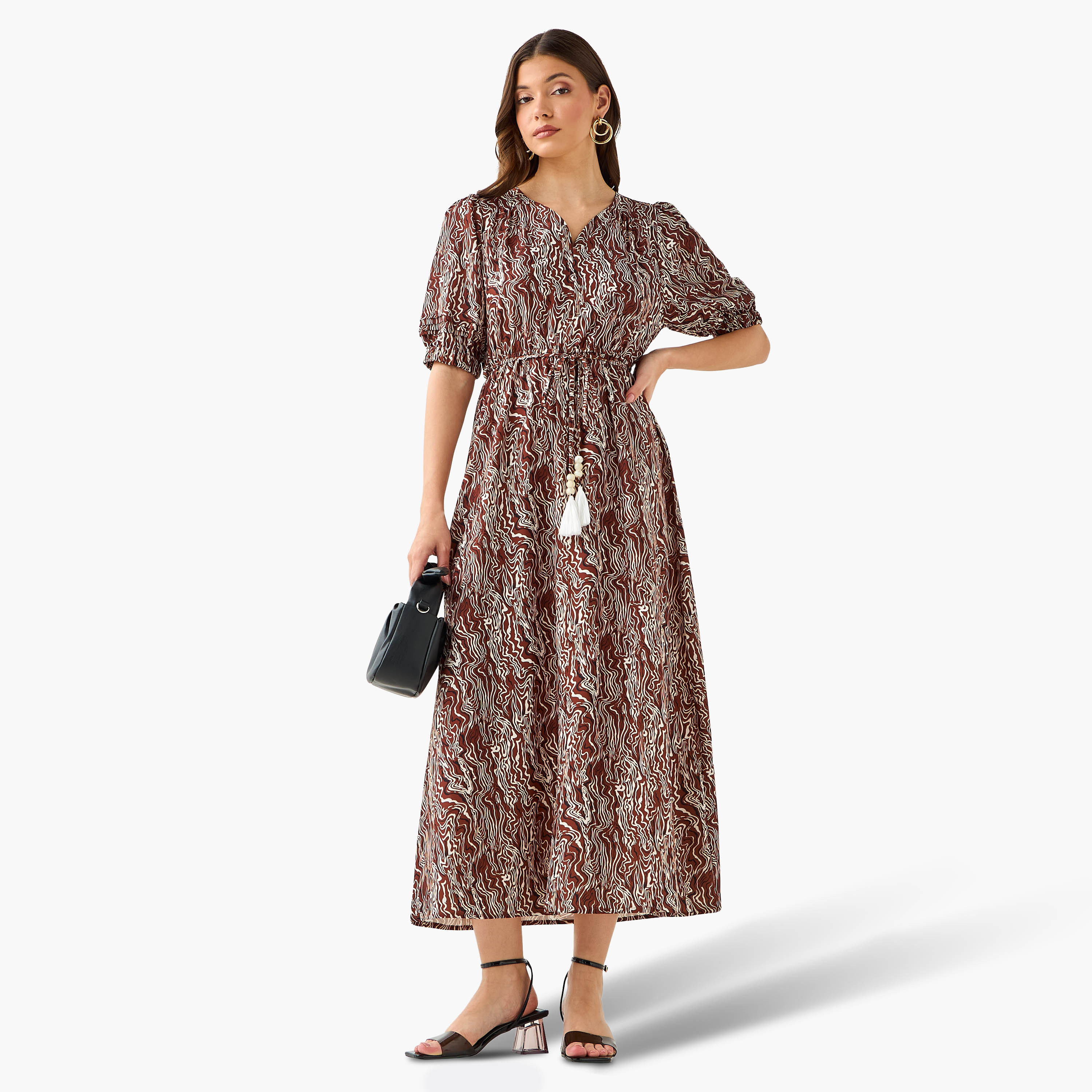 Cassie Printed Off Shoulder Women Dress with Tie-Ups-women-clothing-dresses-image-3