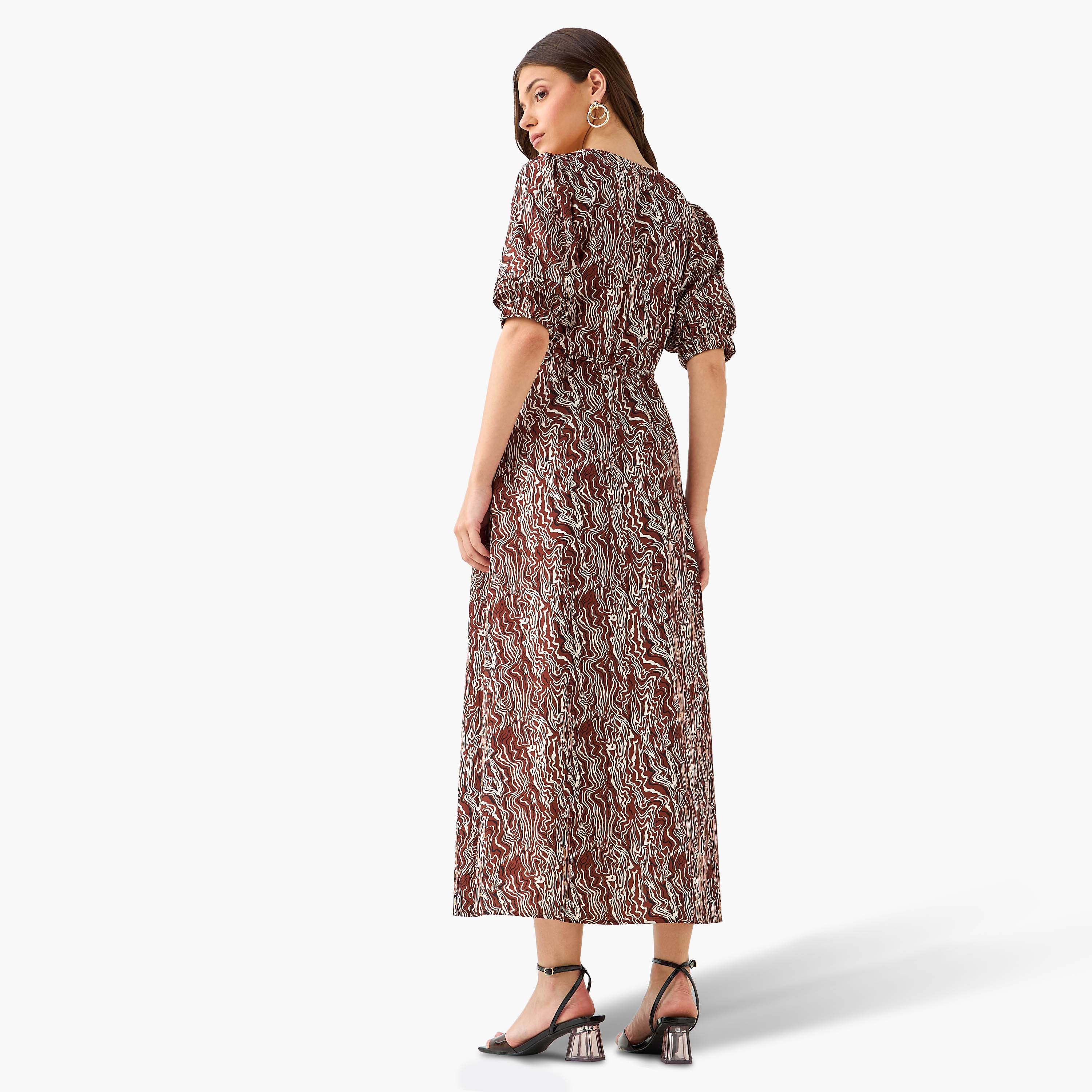 Cassie Printed Off Shoulder Women Dress with Tie-Ups-women-clothing-dresses-image-4