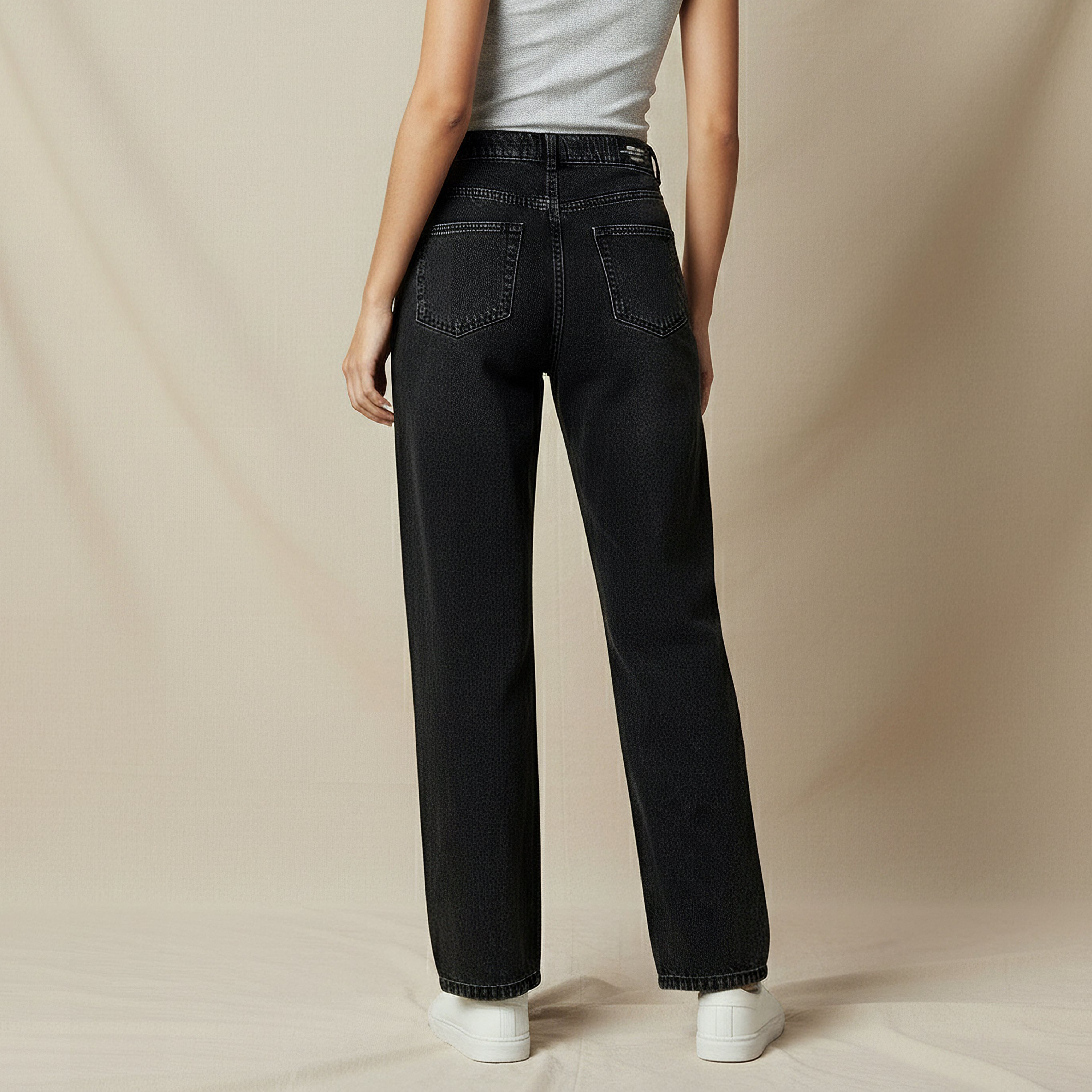 بنطلون جينز بقصة مستقيمة وخصر متوسط الارتفاع للنساء-women-clothing-bottoms-jeans-image-4