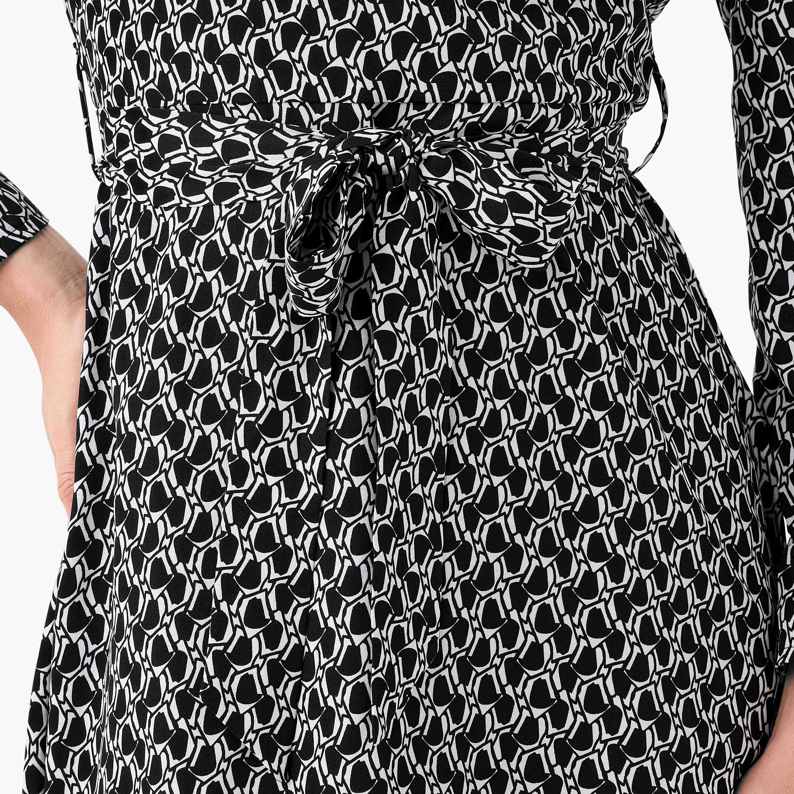 Abstract Print Mini Dress with High Neck and Tie-Up Belt-PROMO_SP_QA_BUNDLE_2FOR159_180925-image-4