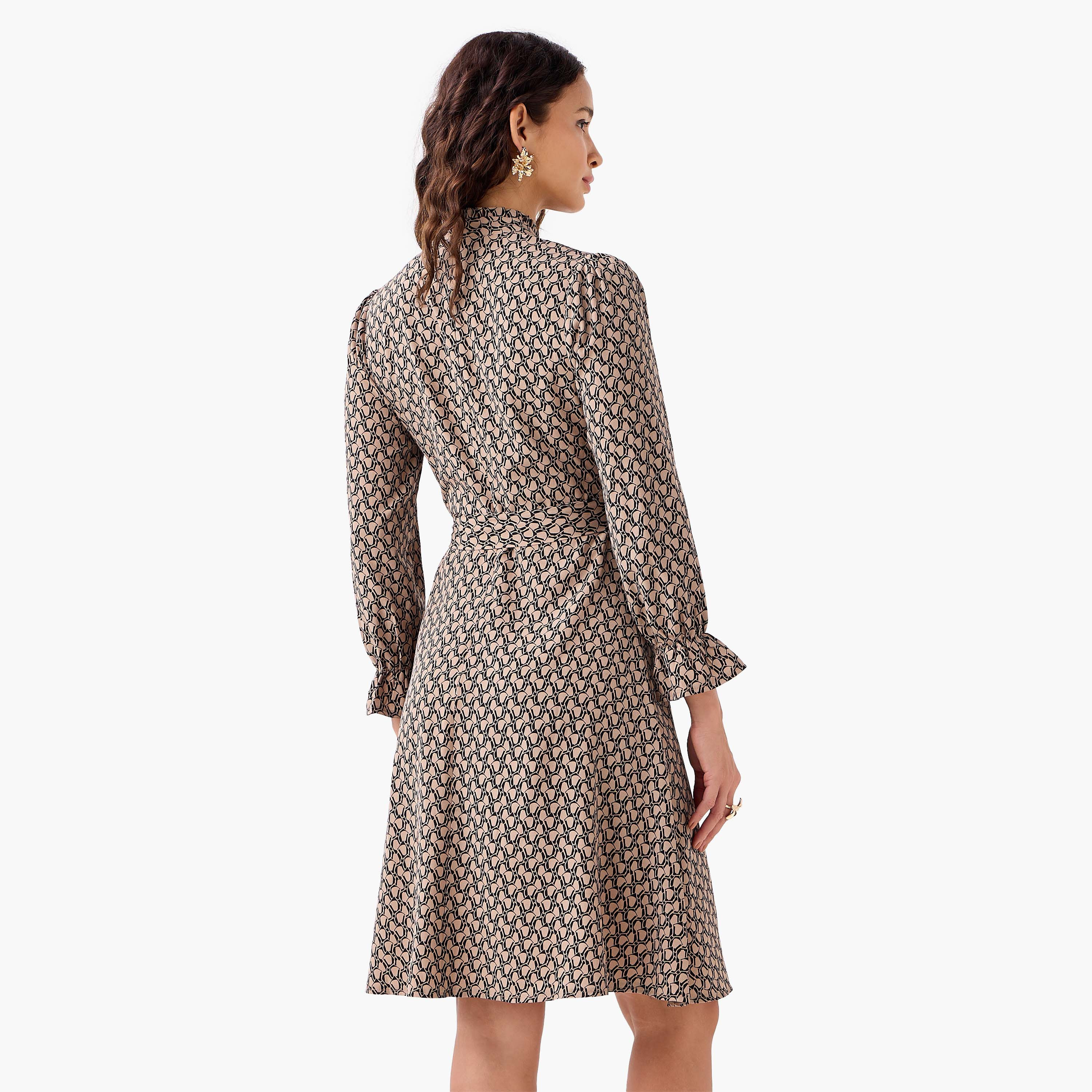 Abstract Print Mini Dress with High Neck and Tie-Up Belt-PROMO_SP_QA_BUNDLE_2FOR159_180925-image-3