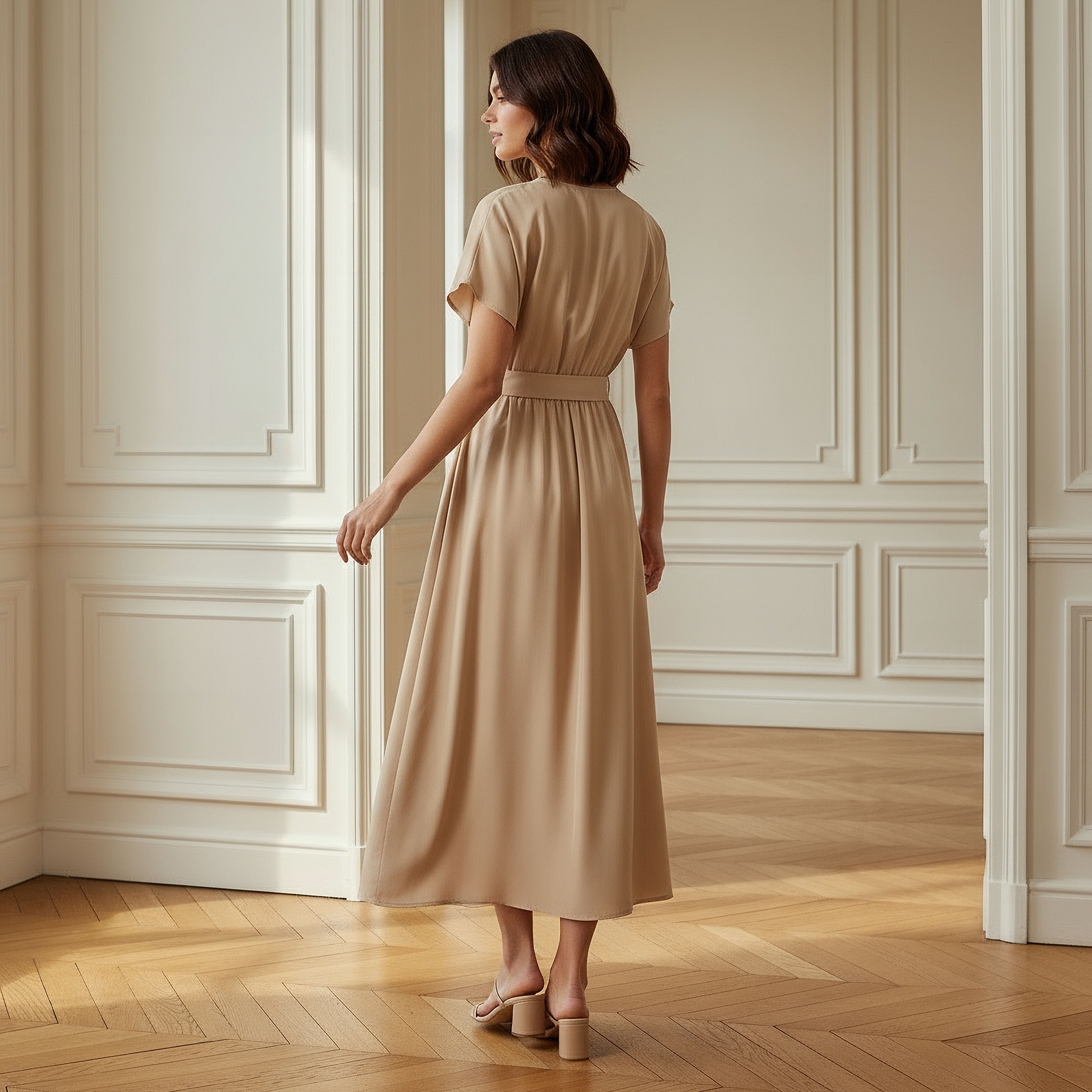 Belted Midi Dress with Short Sleeves and V-neck-PROMO_SP_OM_2FOR16_110625-image-3