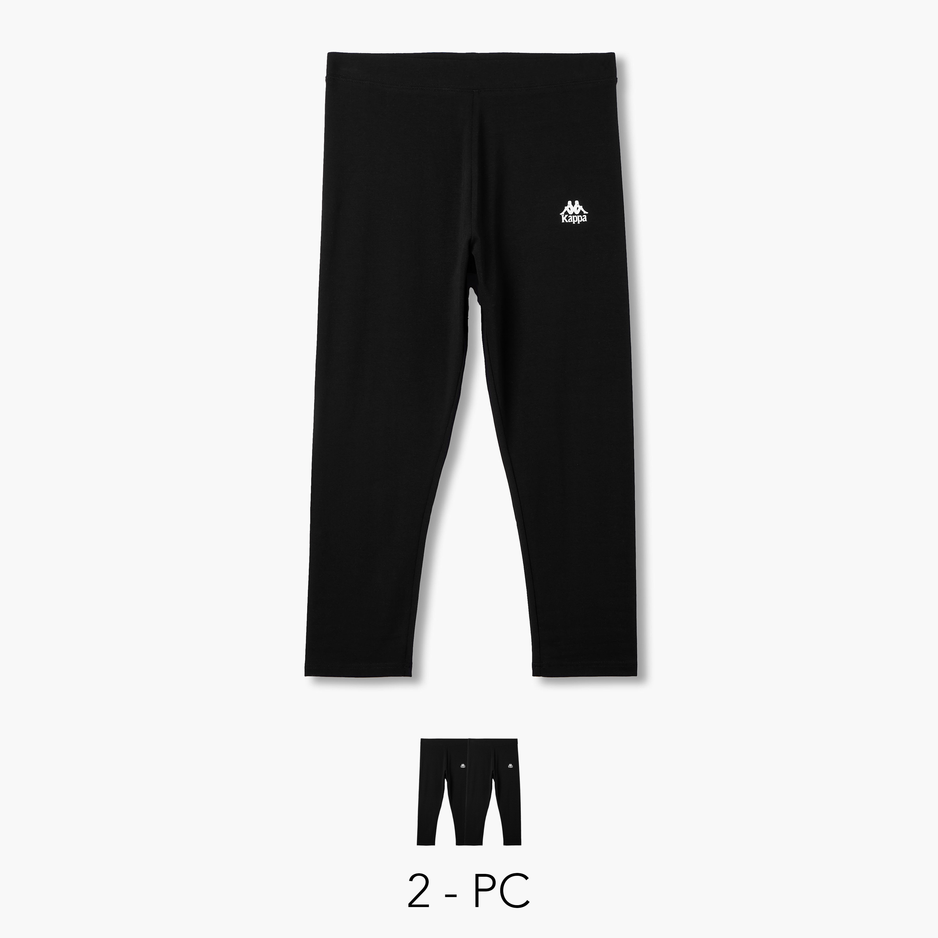 Kappa Pack of 2 Mid-Rise Cropped Leggings with Logo Design-sports-women-clothing-activewearleggings-image-1