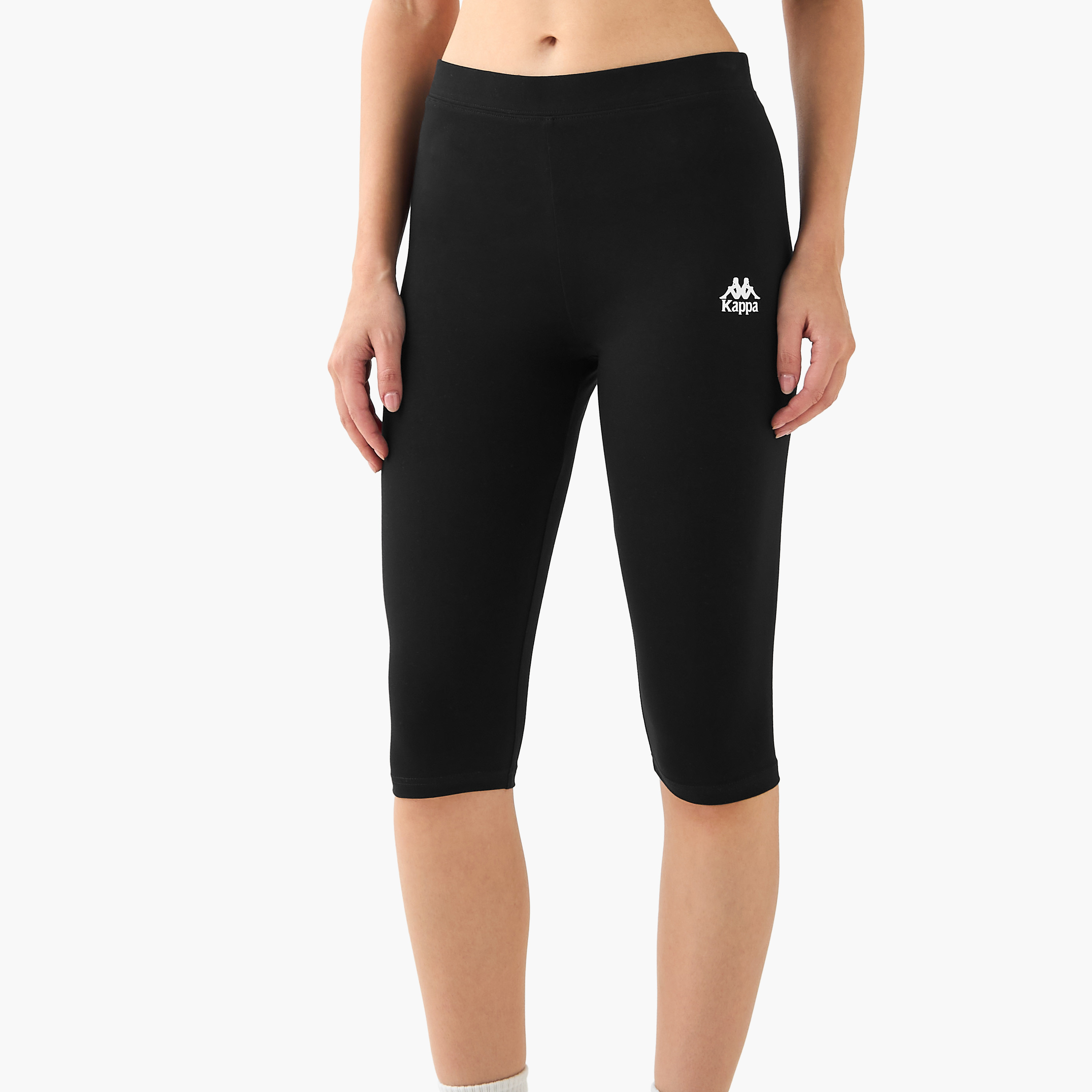 Kappa Pack of 2 Elasticated Knee Length Leggings with Logo Design-sports-women-clothing-activewearleggings-image-2