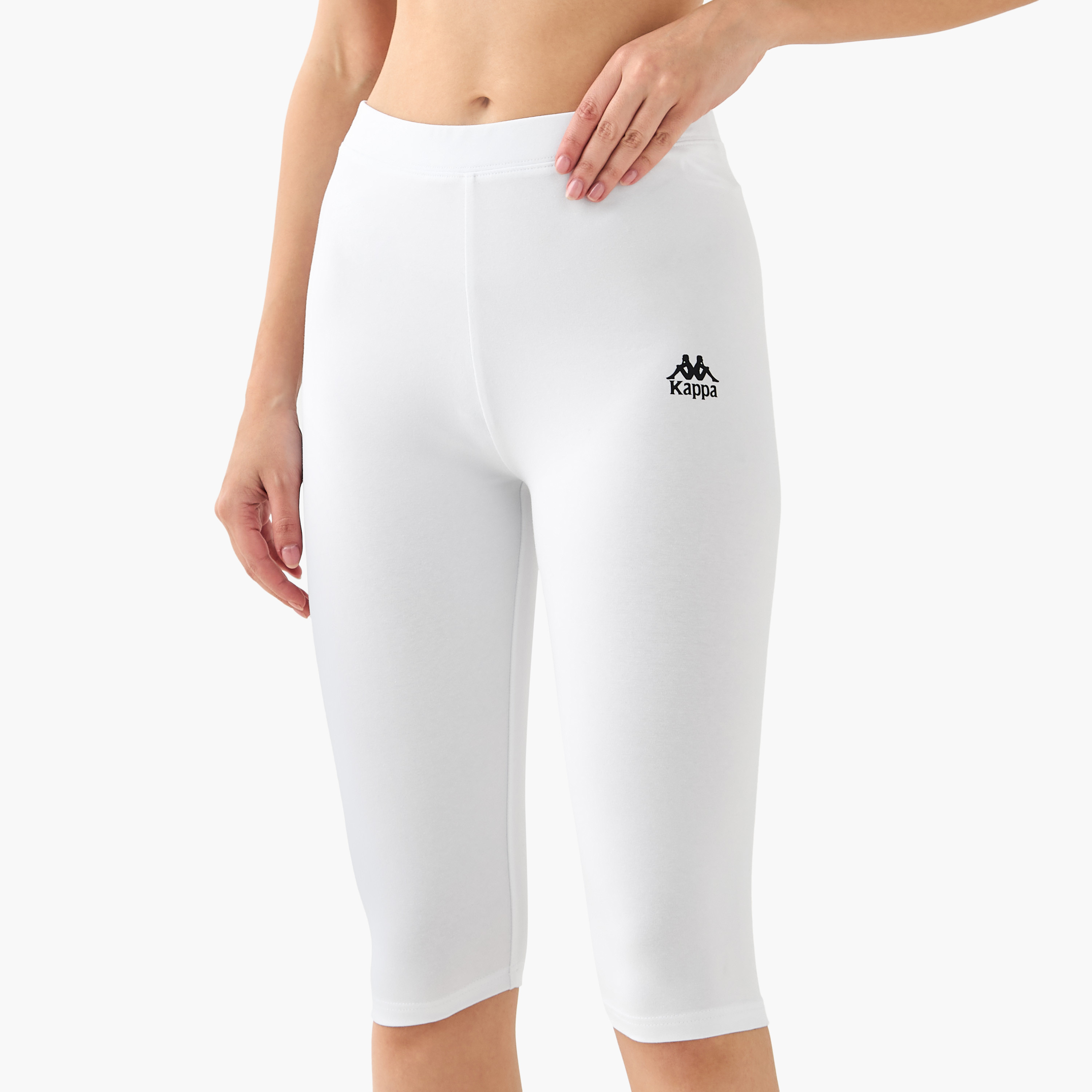 Kappa Pack of 2 Elasticated Knee Length Leggings with Logo Design-sports-women-clothing-activewearleggings-image-4