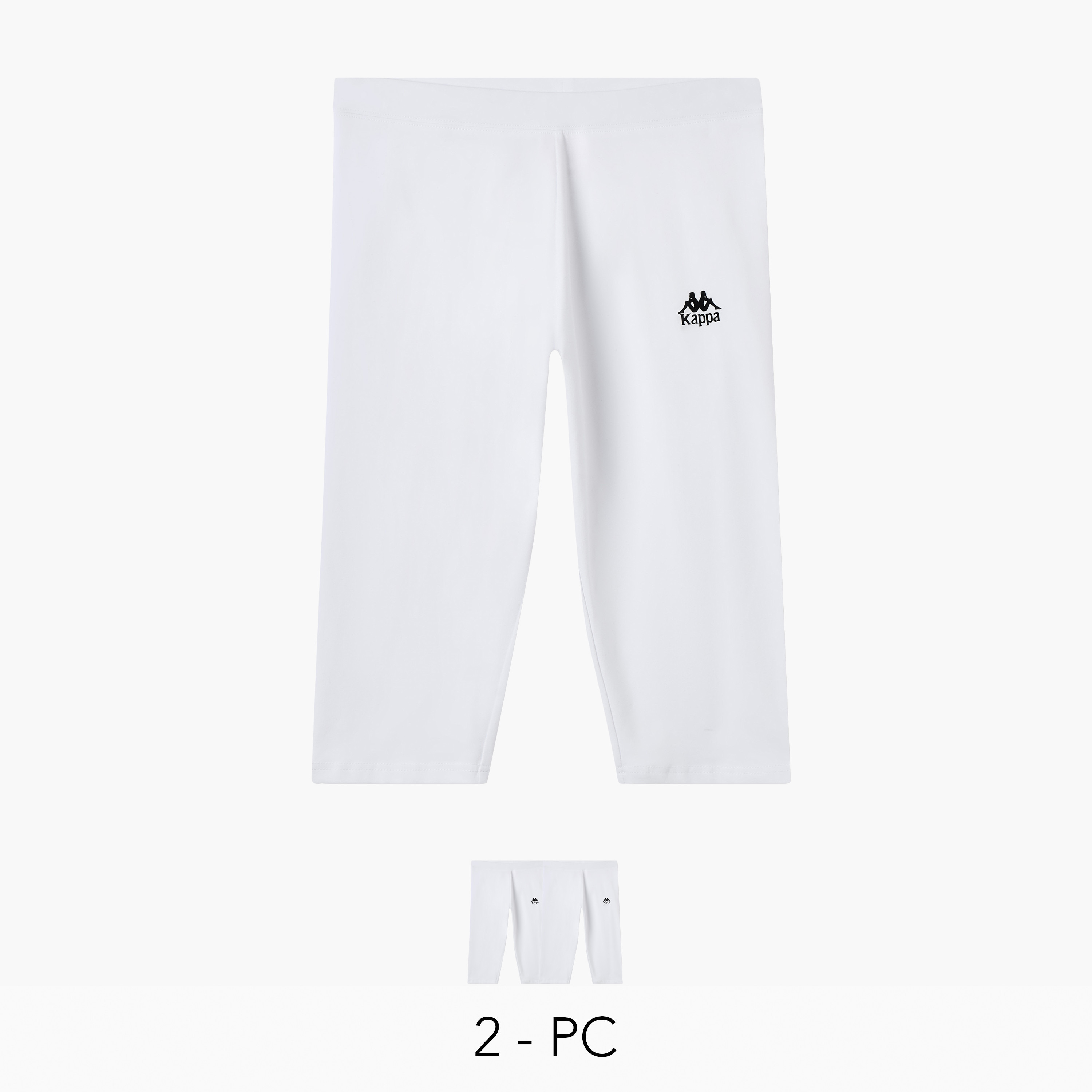 Kappa Pack of 2 Elasticated Knee Length Leggings with Logo Design-sports-women-clothing-activewearleggings-image-1