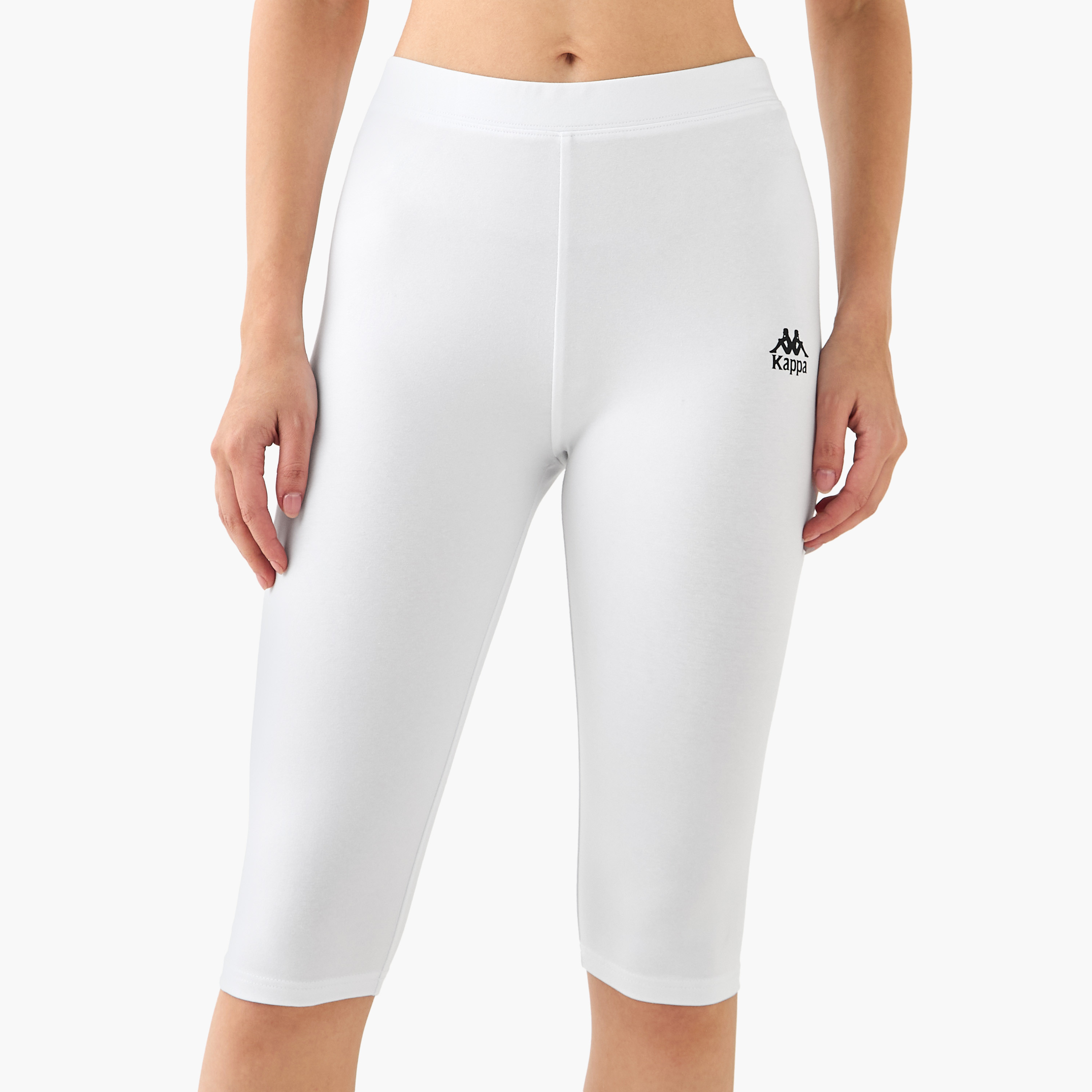 Kappa Pack of 2 Elasticated Knee Length Leggings with Logo Design-sports-women-clothing-activewearleggings-image-2