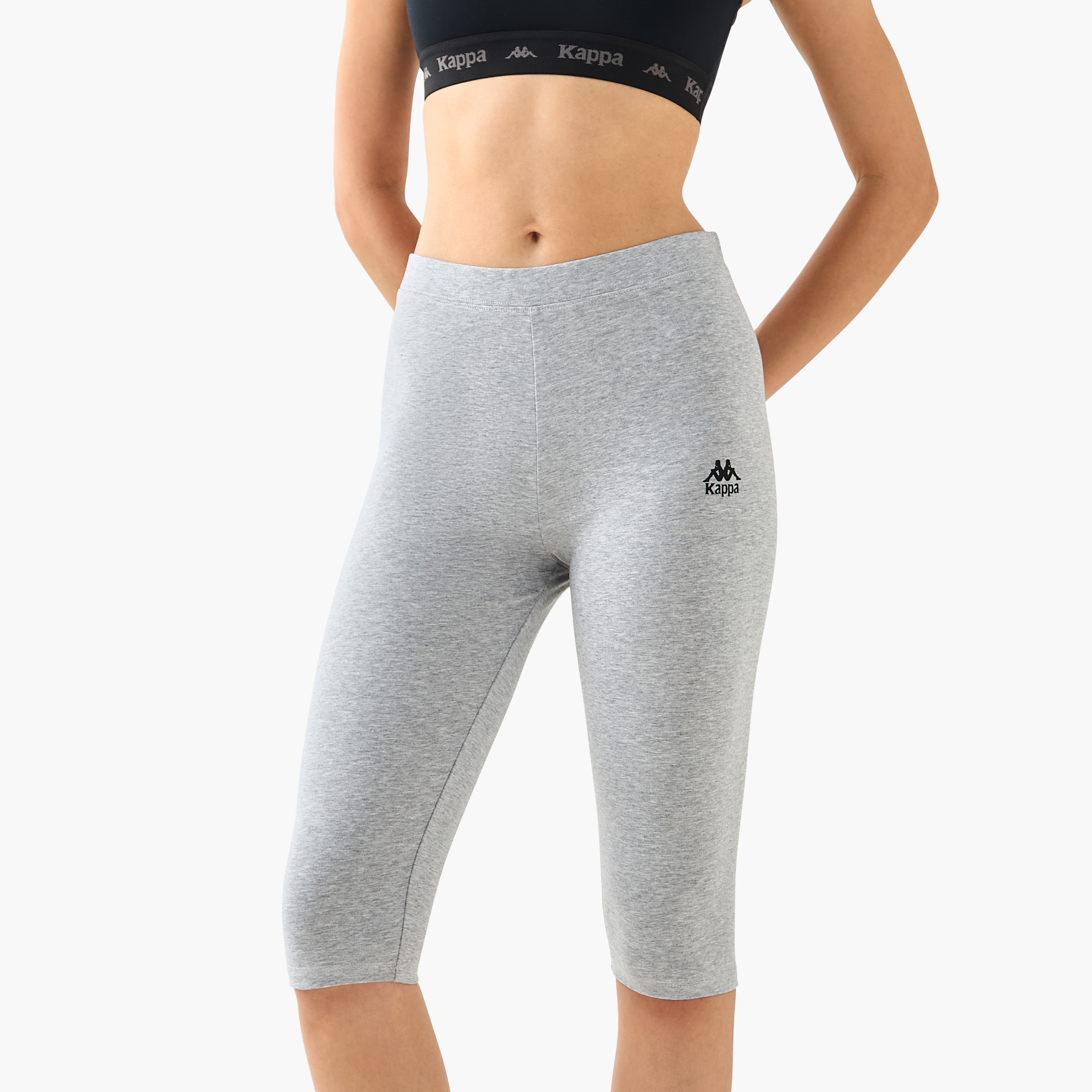 Kappa Pack of 3 Elasticated Knee Length Leggings with Logo Design-women-clothing-bottoms-leggings-image-2