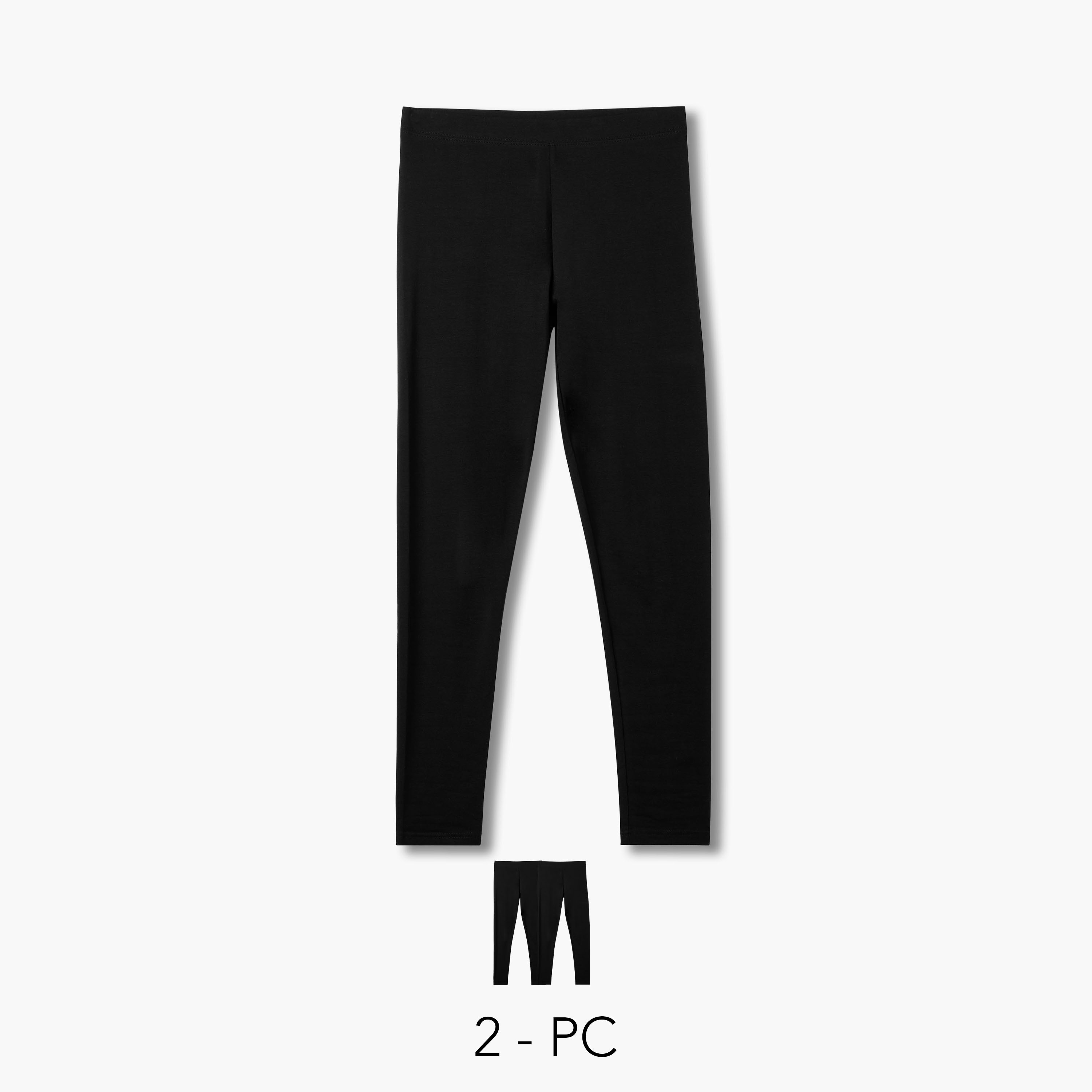 Pack of 2 Elasticated Full Length Leggings-women-clothing-bottoms-leggings-image-1