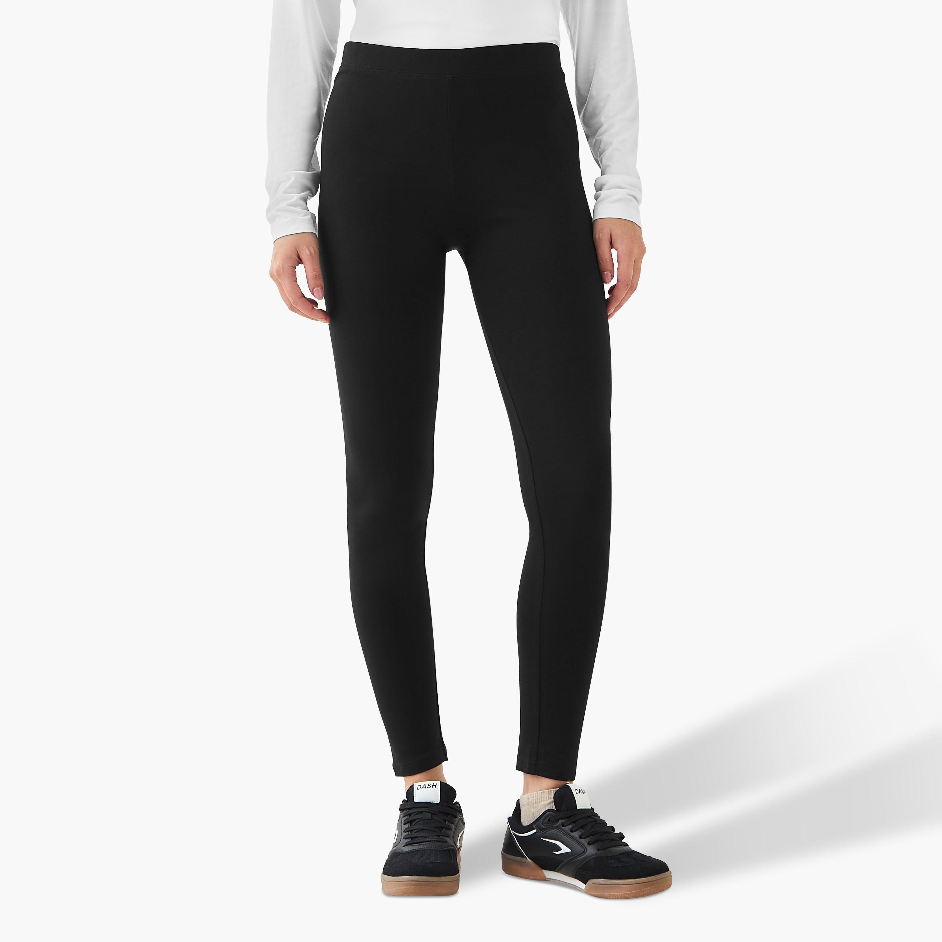 Pack of 2 Elasticated Full Length Leggings-women-clothing-bottoms-leggings-image-2