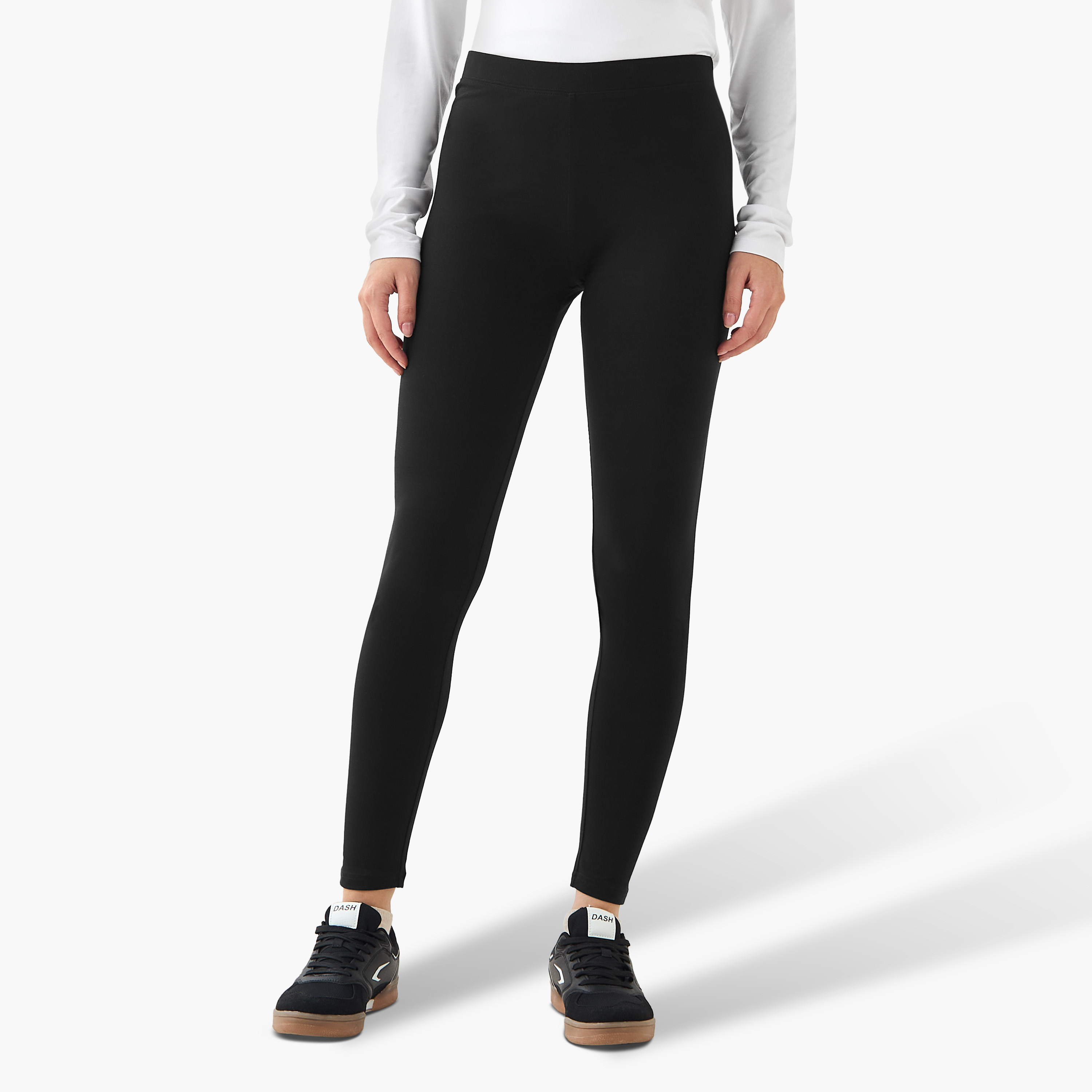 Pack of 2 Elasticated Full Length Leggings-women-clothing-bottoms-leggings-image-2