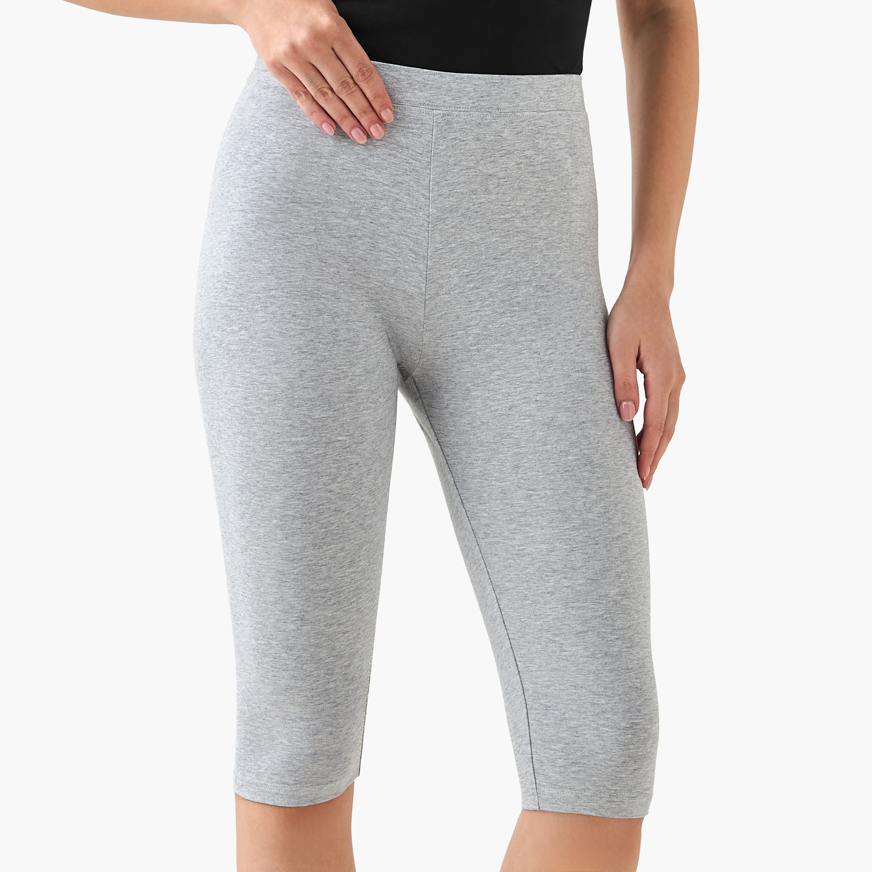 Pack of 3 Elasticated Knee Length Leggings-women-clothing-bottoms-leggings-image-3