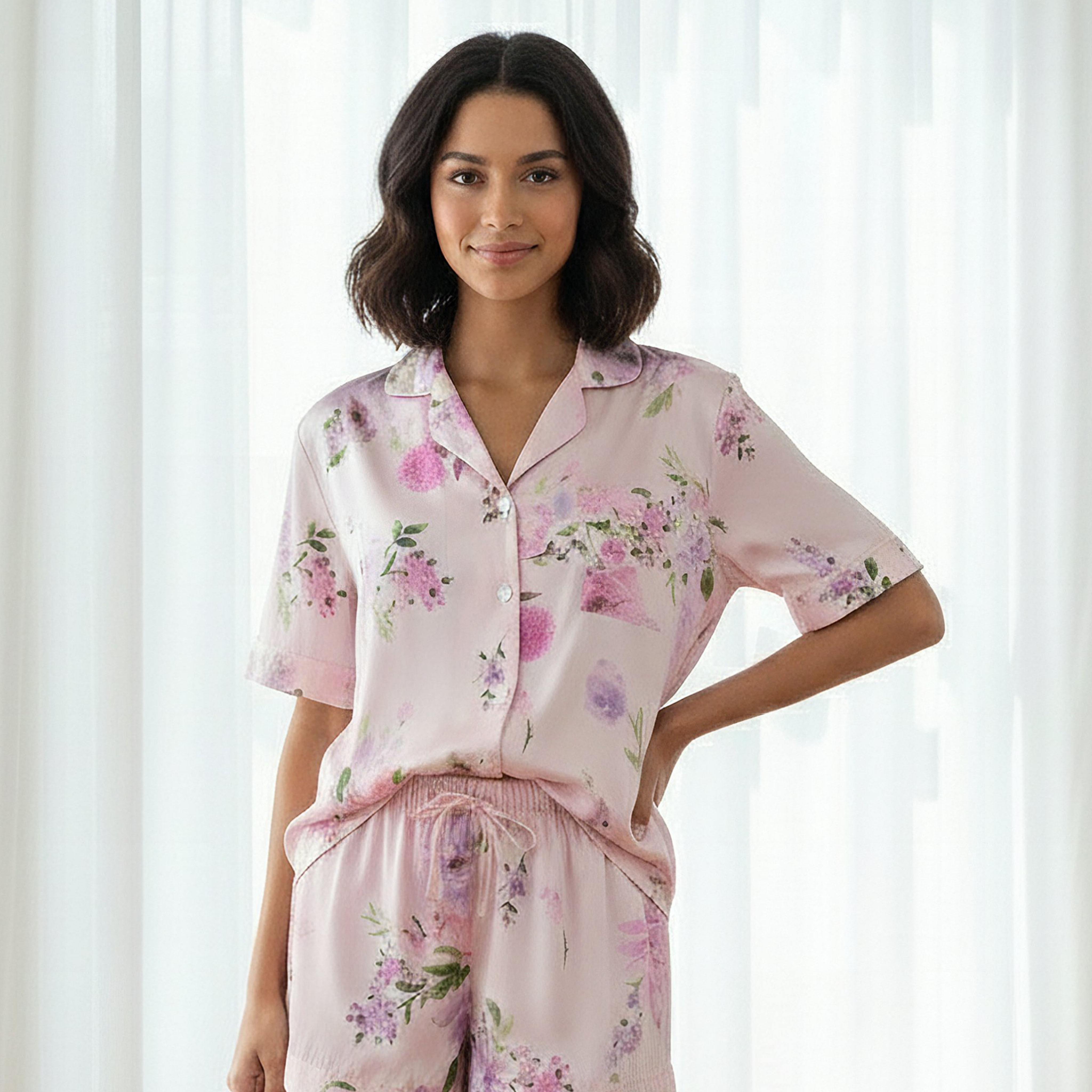 طقم شورت وقميص بأزرار من آدارايا-women-clothing-nightwear-pyjamas-shortsets-image-5