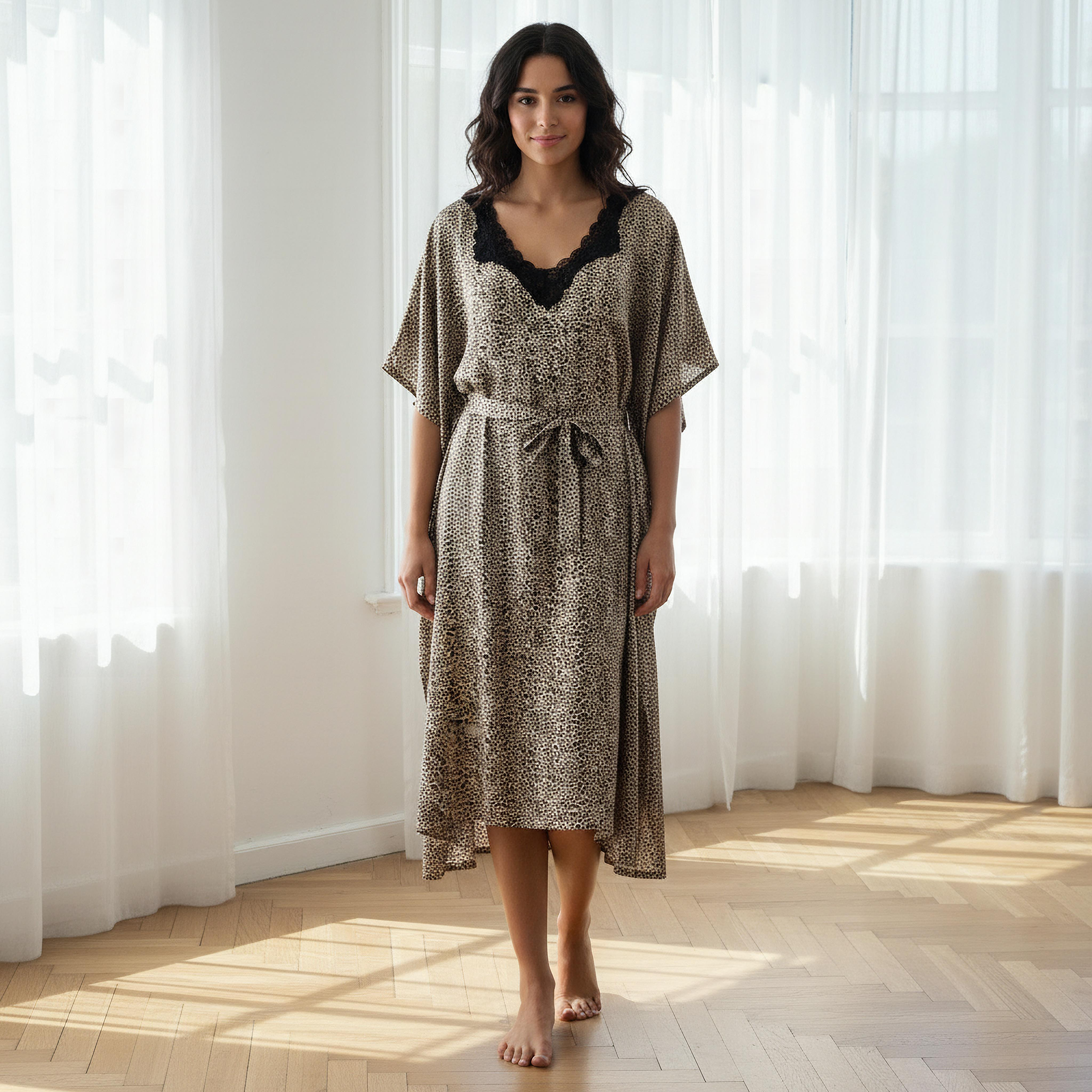 Aadaraya Night Dress Short Sleeve Animal Print-women-clothing-nightwear-nighties-image-1