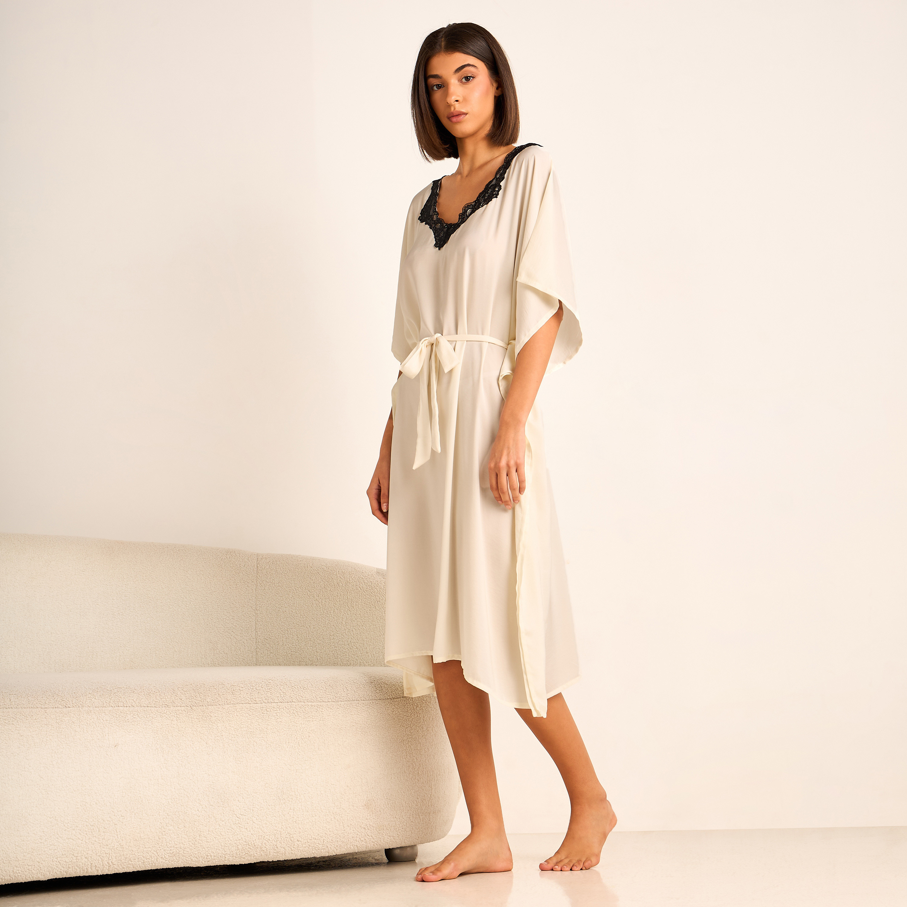 Adaraya Night Dress Short Sleeve With Belt-women-clothing-nightwear-nighties-image-1
