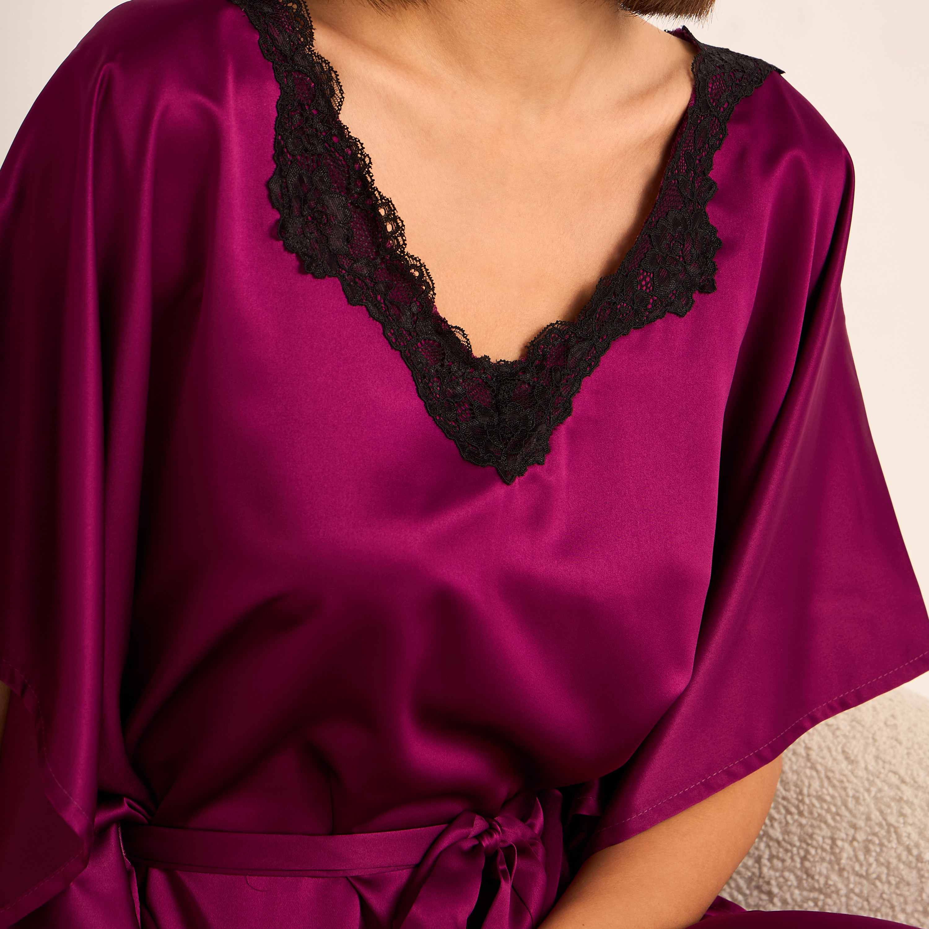 Adaraya Night Dress Short Sleeve With Belt-women-clothing-nightwear-nighties-image-5