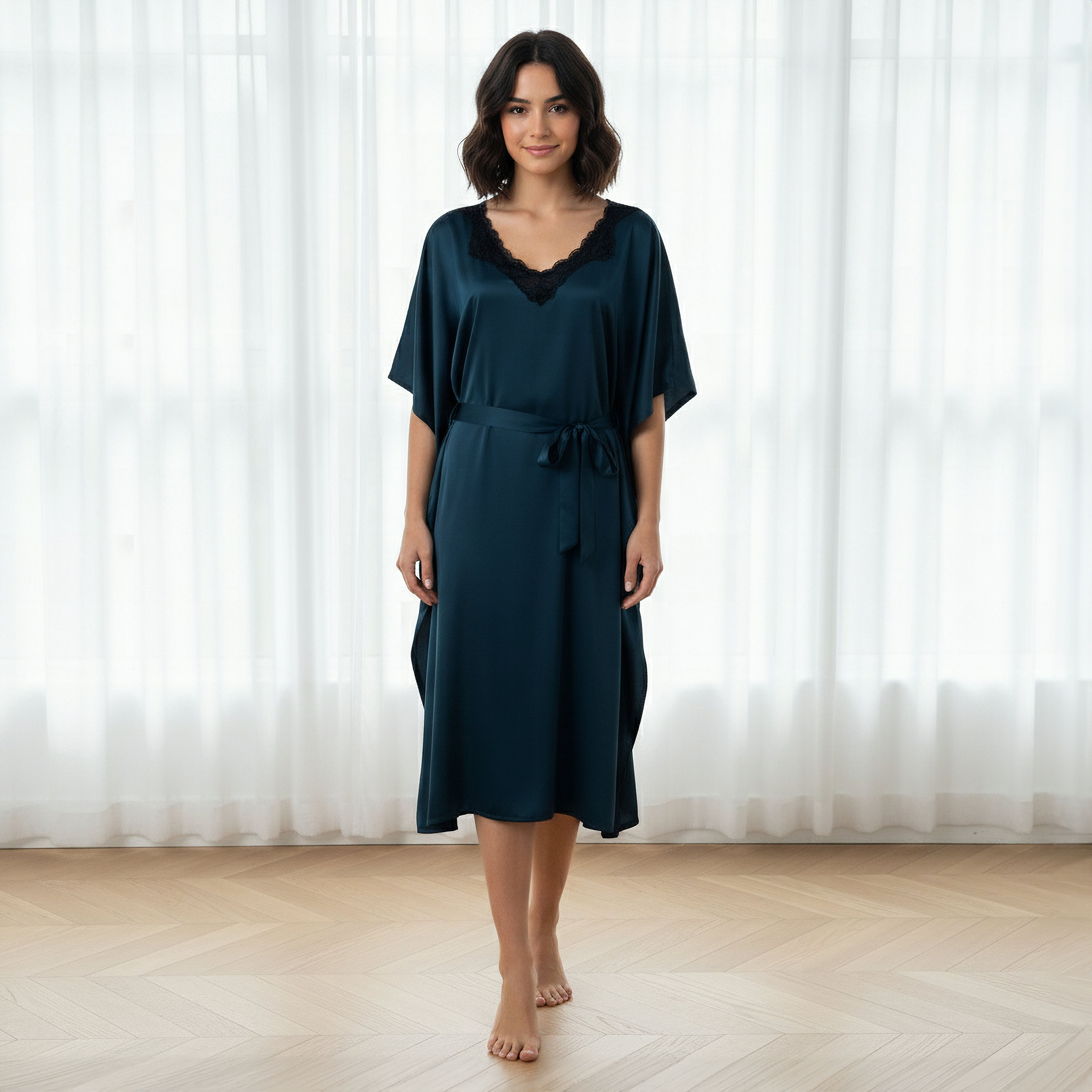 Adaraya Night Dress Short Sleeve With Belt-women-clothing-nightwear-nighties-image-1