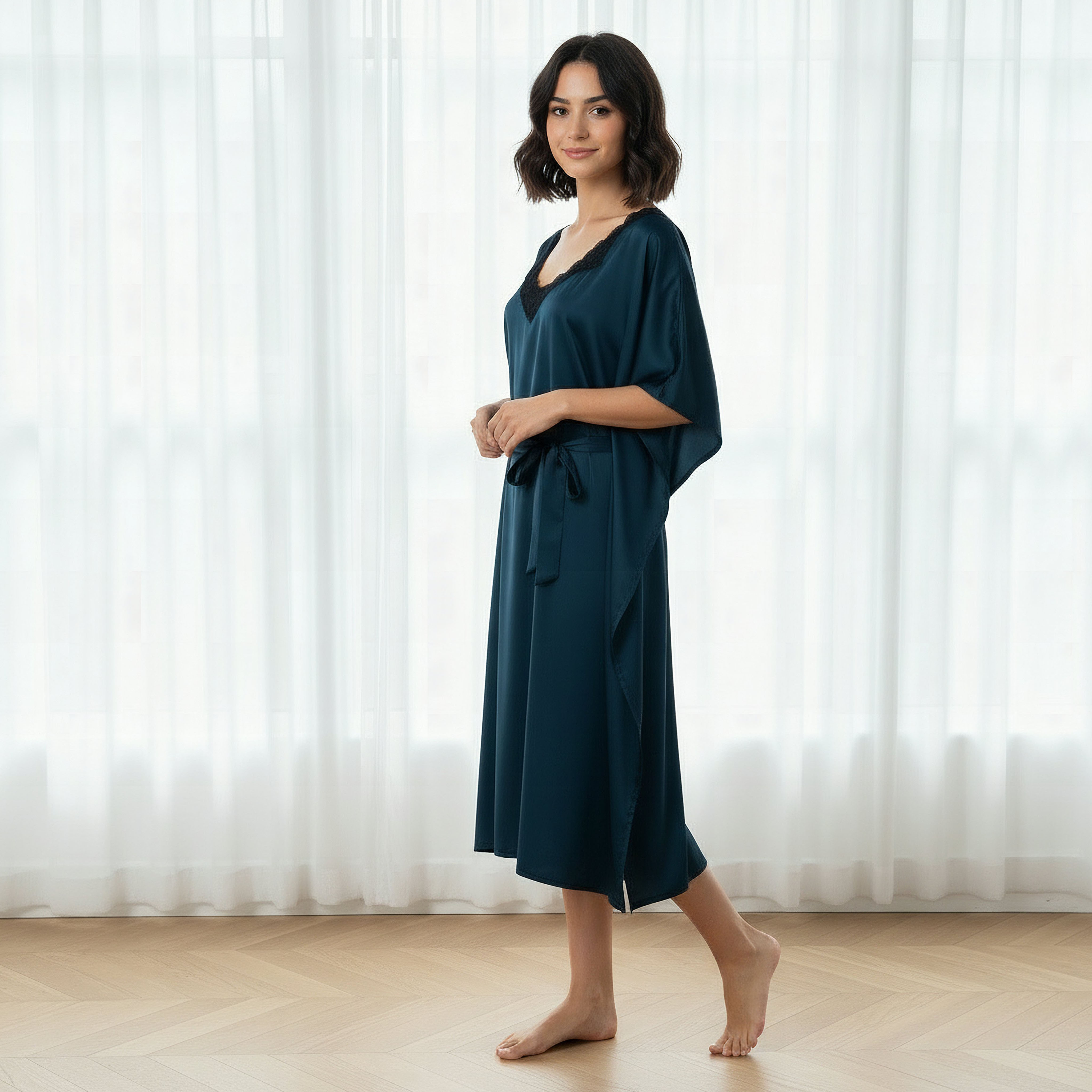 Adaraya Night Dress Short Sleeve With Belt-women-clothing-nightwear-nighties-image-2