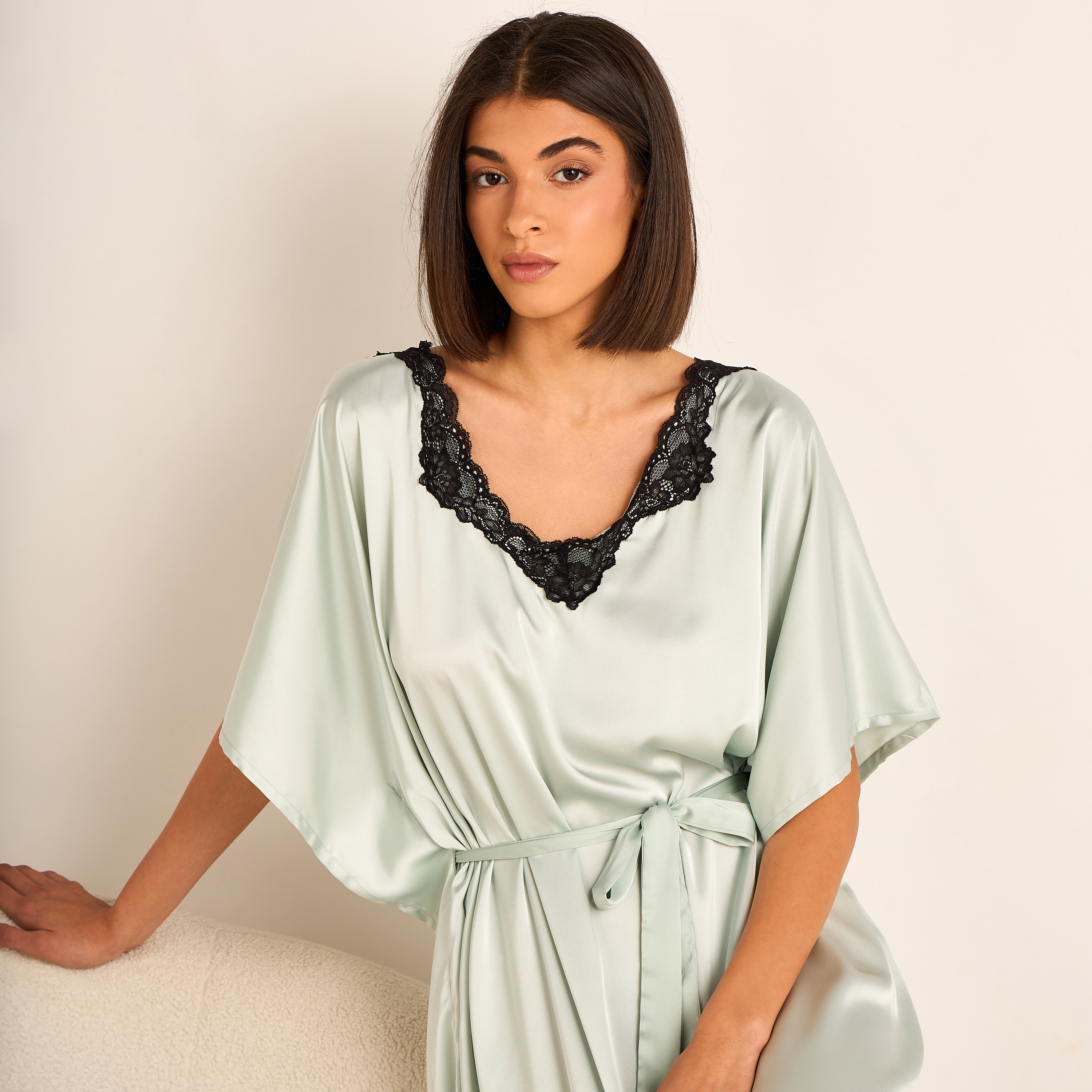 Adaraya Night Dress Short Sleeve With Belt-women-clothing-nightwear-nighties-image-4