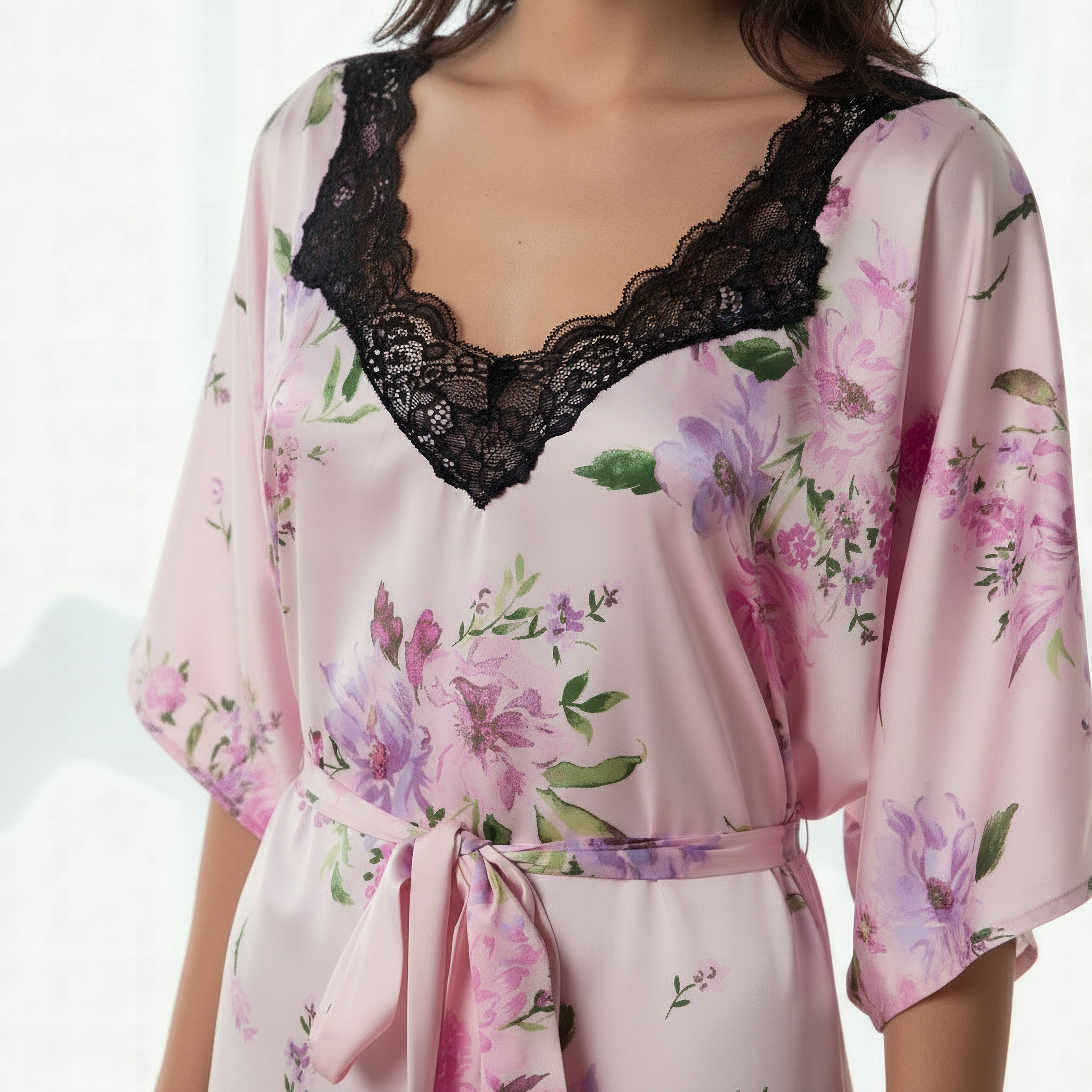 Aadaraya Night Dress Short Sleeve Floral Print-women-clothing-nightwear-nighties-image-4