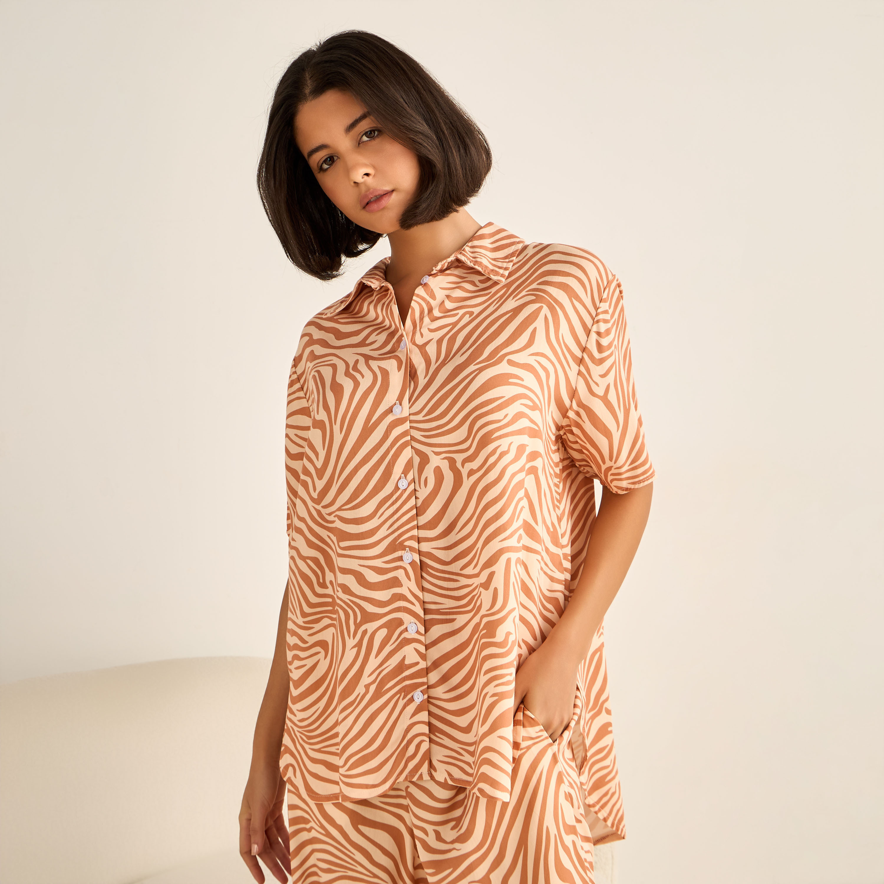 Aadaraya Pyjama Set Button-Down Shirt & Trousers-women-clothing-nightwear-pyjamas-longsets-image-2