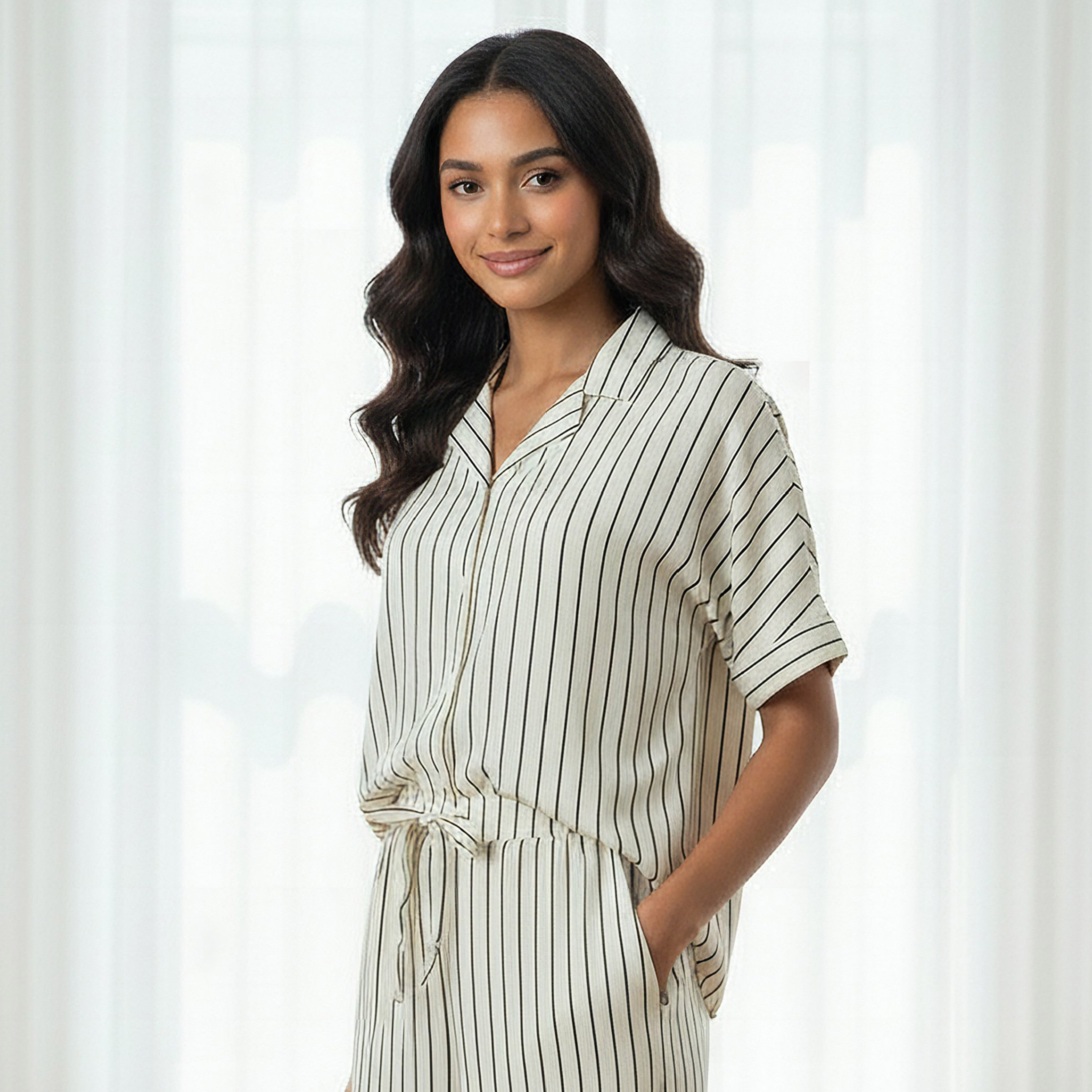 Aadaraya Pyjama Set Button-Down Shirt & Trousers-women-clothing-nightwear-pyjamas-longsets-image-2