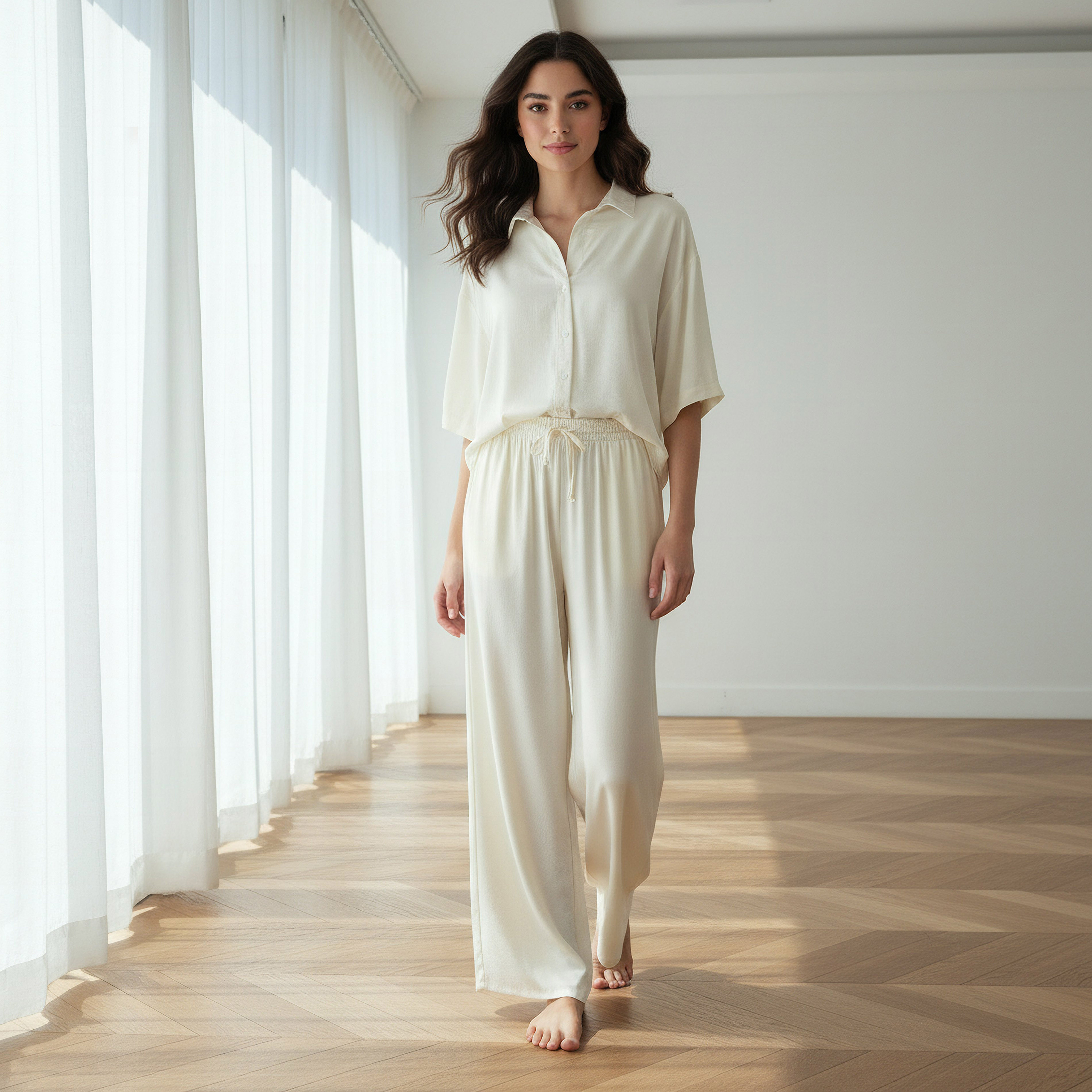 Aadaraya Pyjama Set Button-Down Shirt & Trousers-women-clothing-nightwear-pyjamas-longsets-image-1