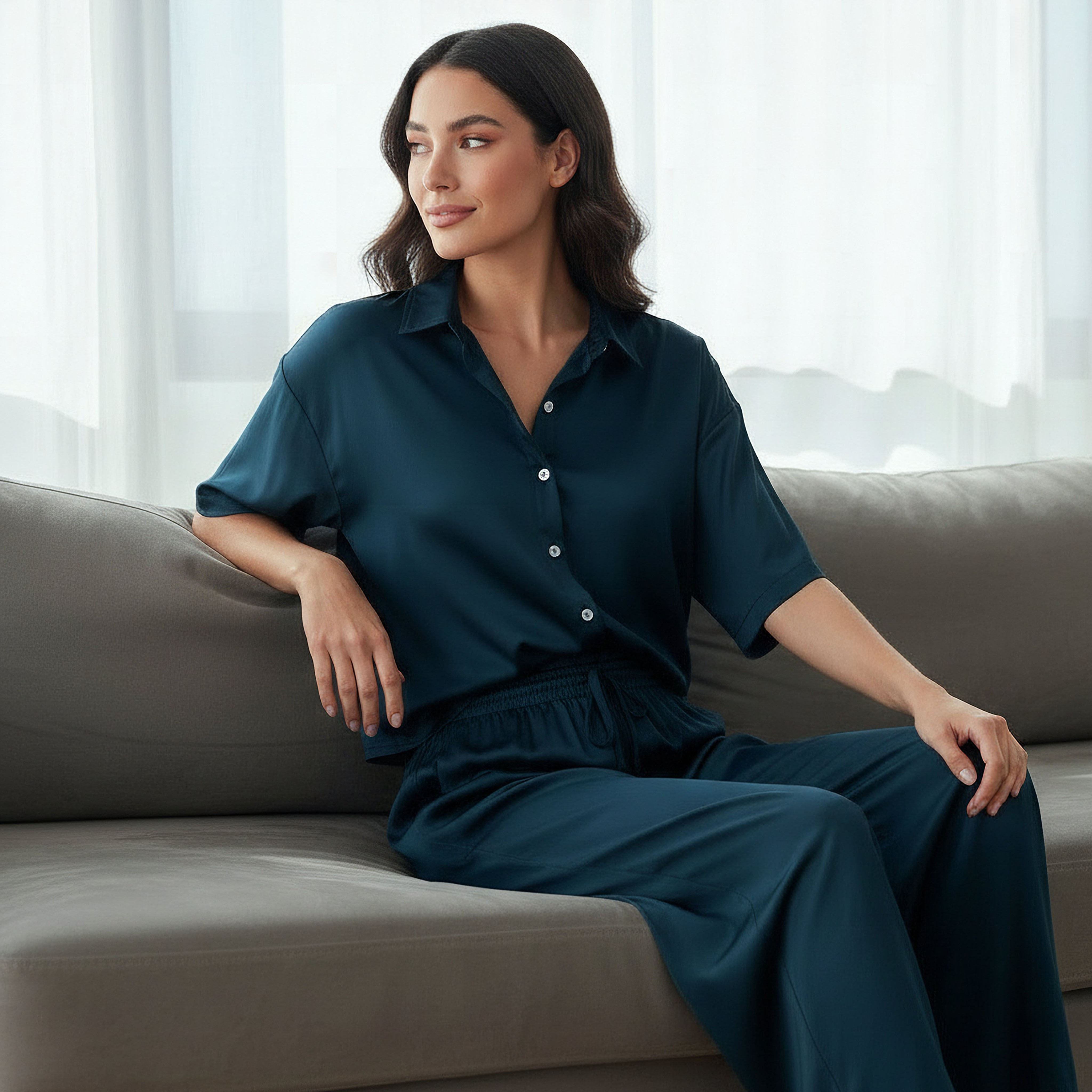 Aadaraya Pyjama Set Button-Down Shirt & Trousers-women-clothing-nightwear-pyjamas-longsets-image-2