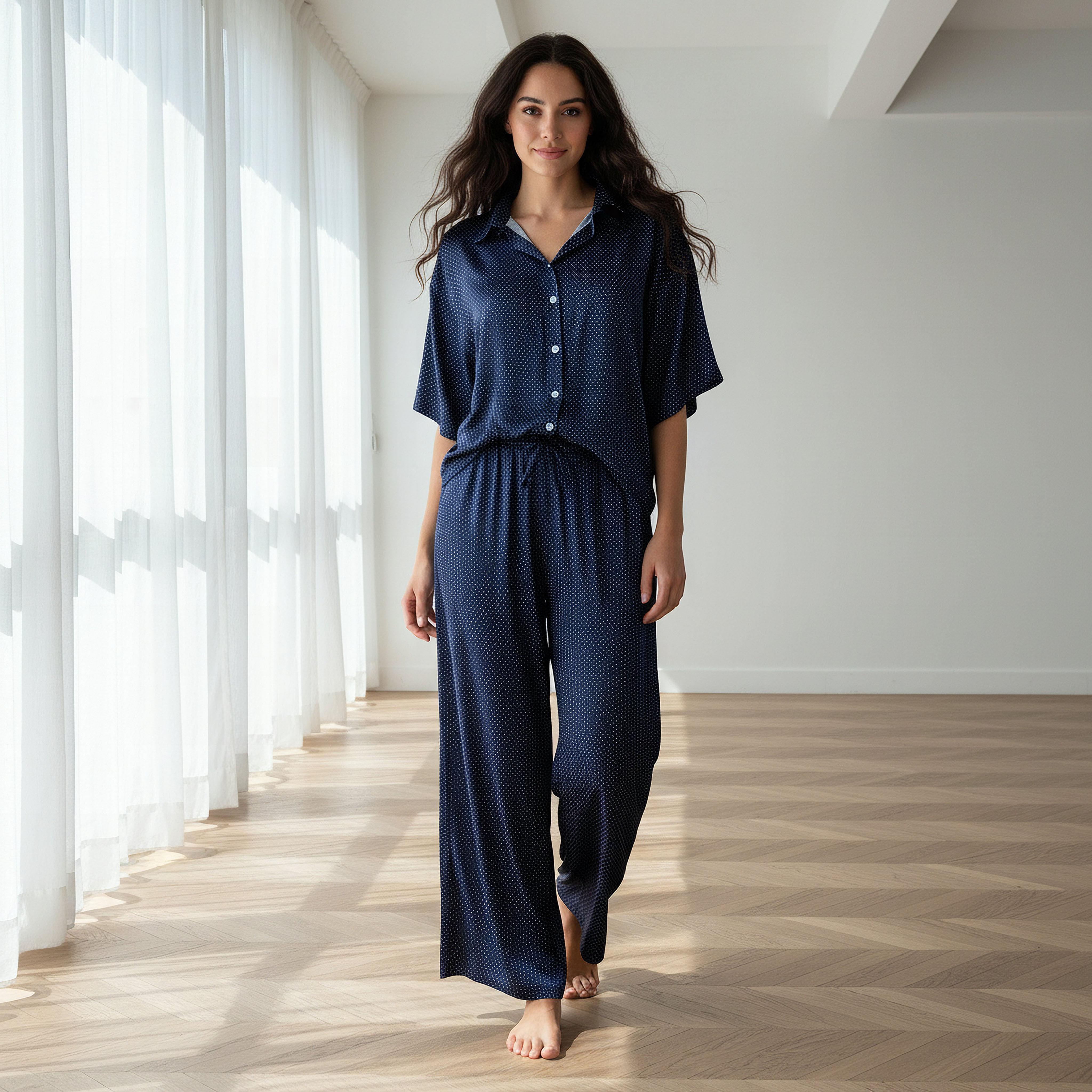 Aadaraya Pyjama Set Button-Down Shirt & Trousers-women-clothing-nightwear-pyjamas-longsets-image-1