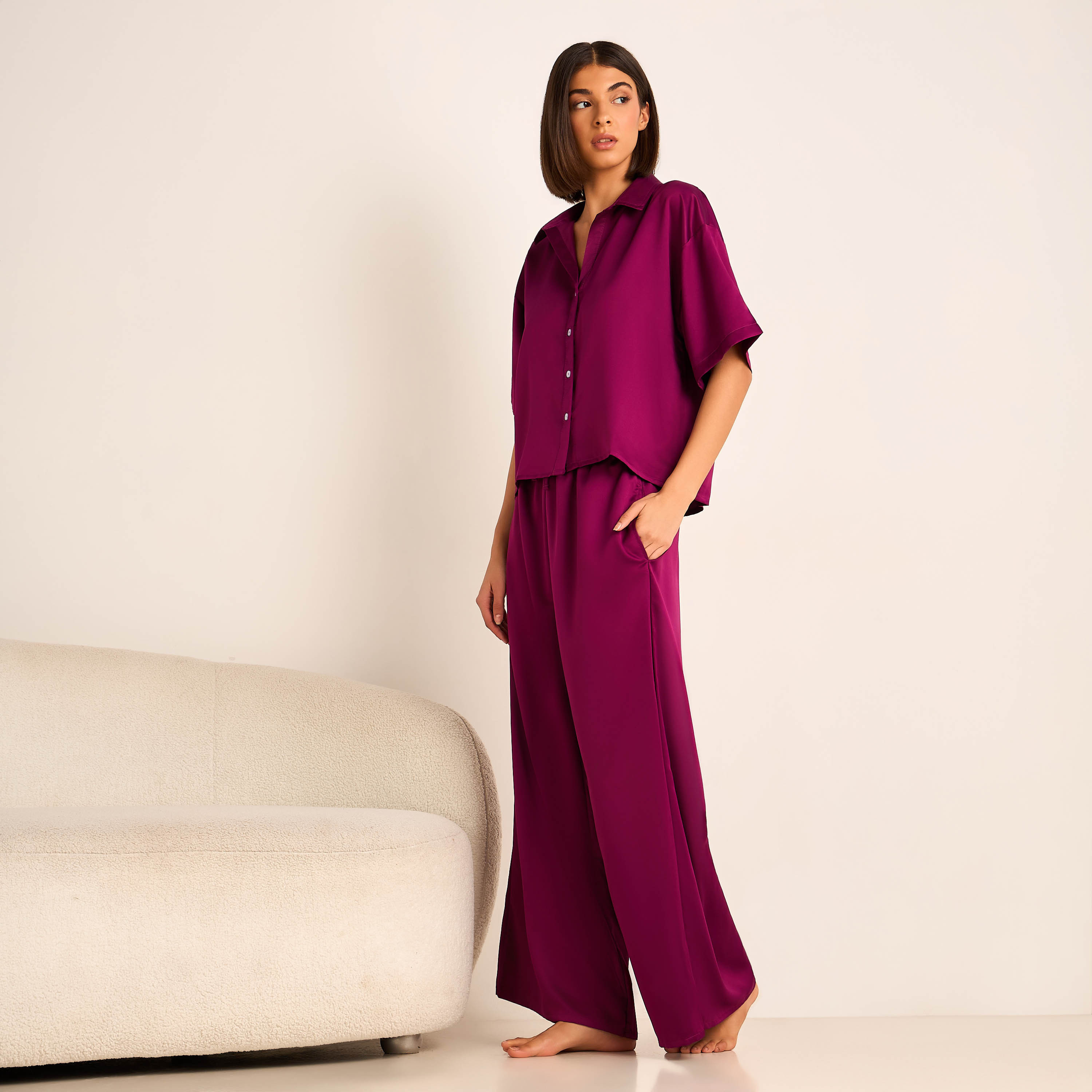 Aadaraya Pyjama Set Button-Down Shirt & Trousers-women-clothing-nightwear-pyjamas-longsets-image-1