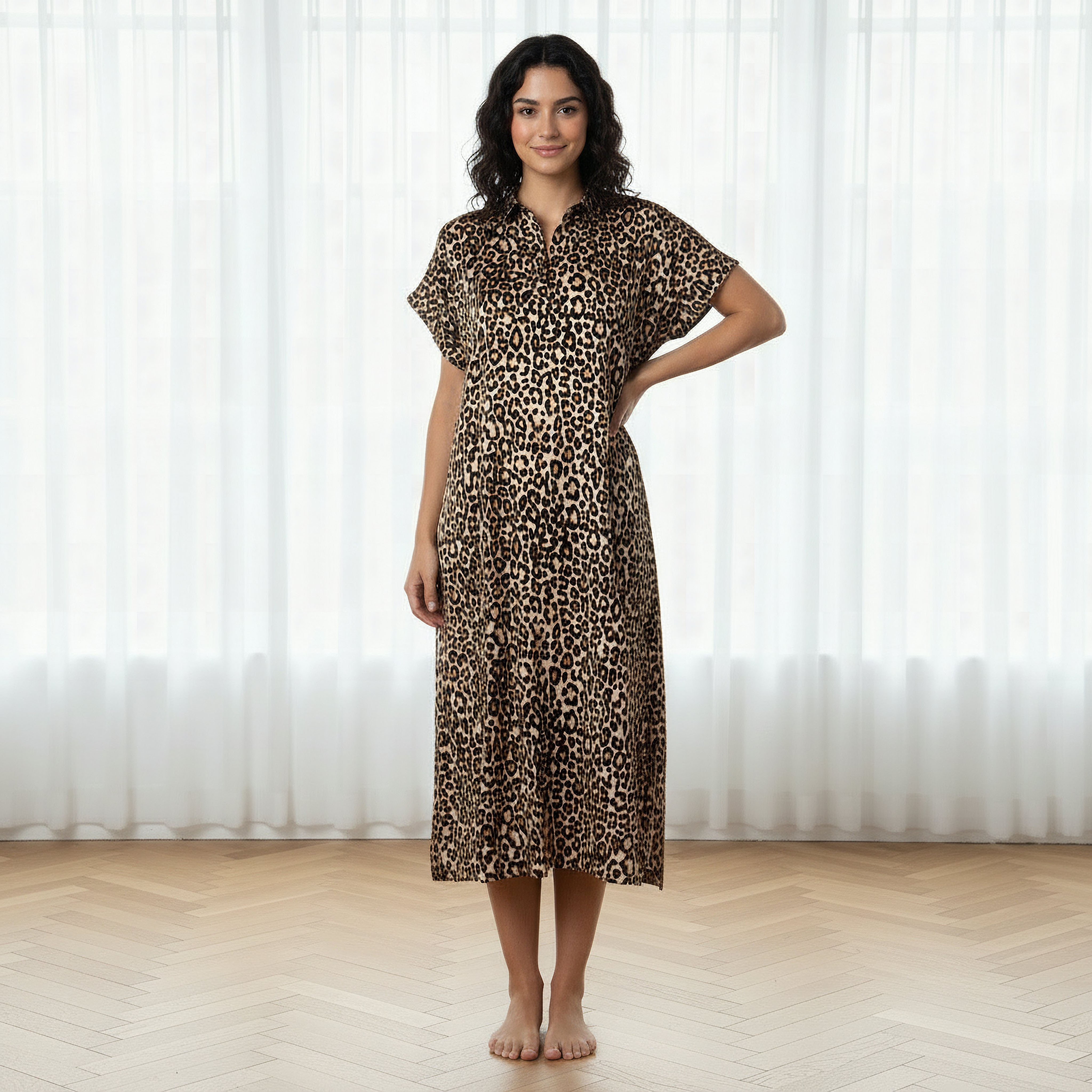 Aadaraya Night Dress Short Sleeve Animal Print-PROMO_SP_OM_2FOR16_110625-image-1