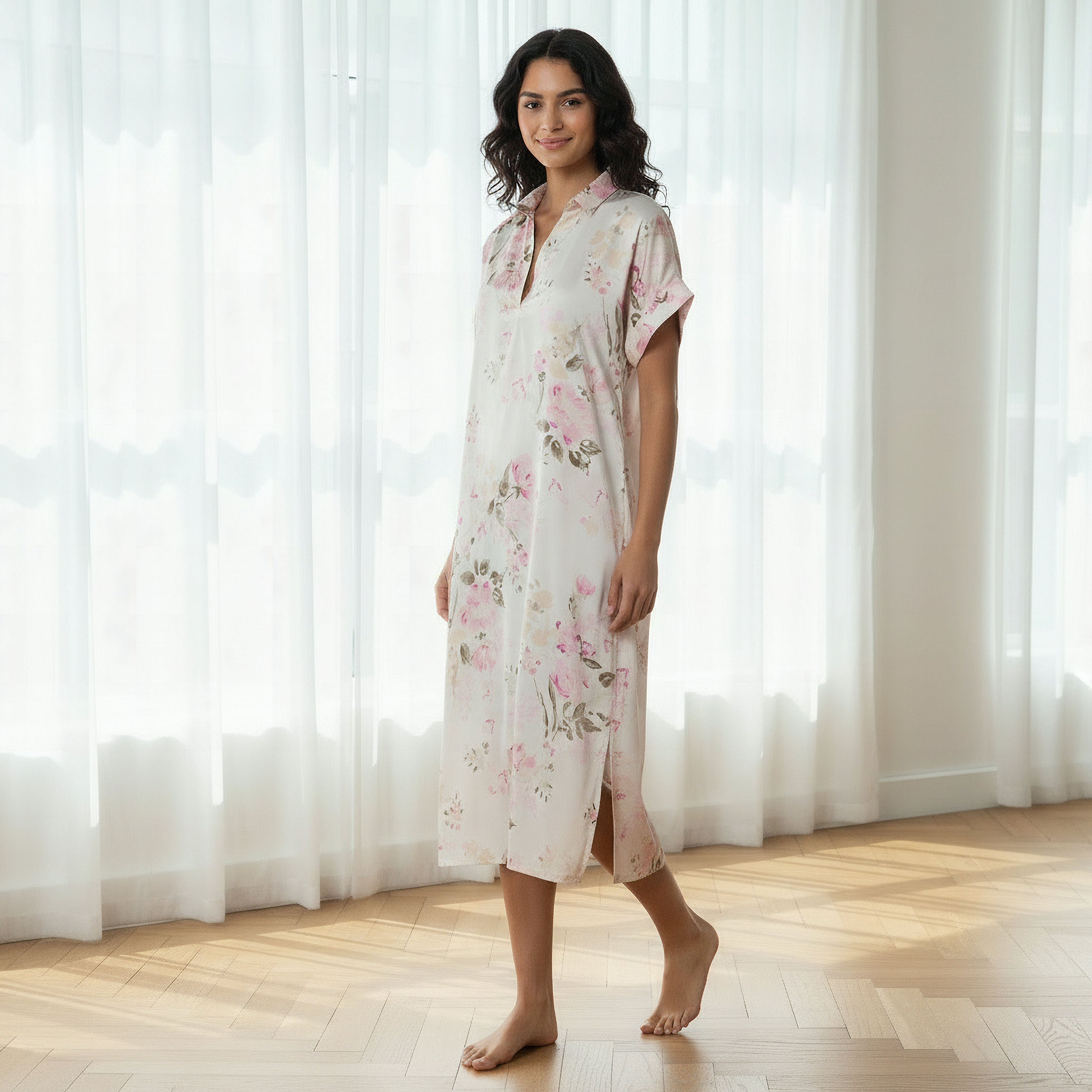 Aadaraya Night Dress Short Sleeve Floral Print-PROMO_SP_OM_2FOR16_110625-image-2