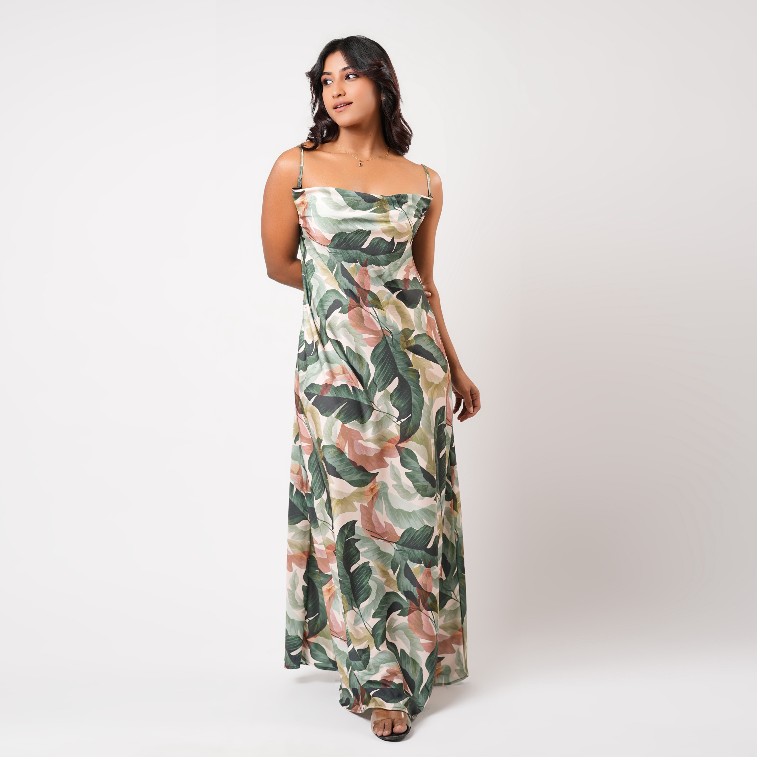 Aadaraya Sleeveless Tropical Print Maxi Night Gown-women-clothing-nightwear-nighties-image-1