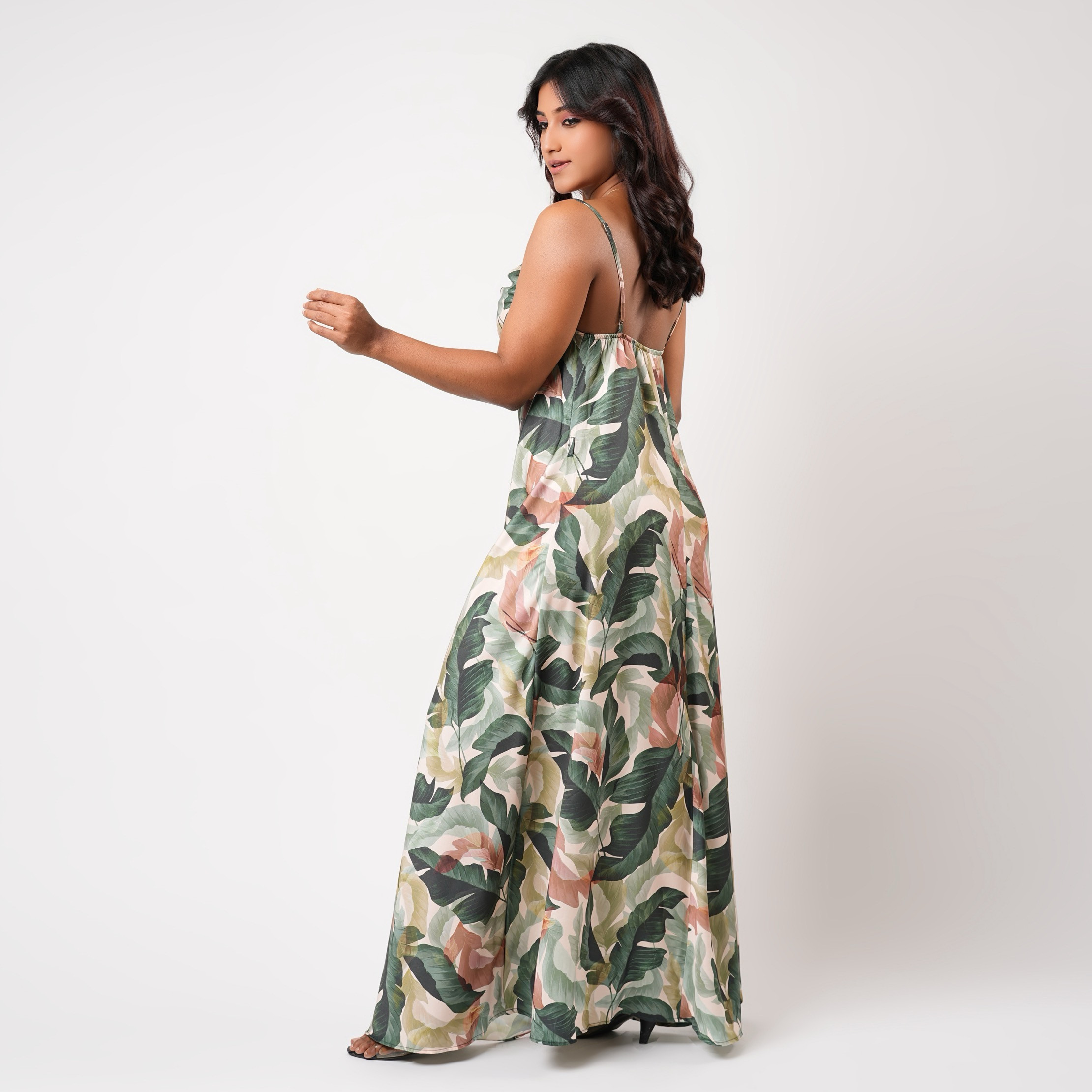 Aadaraya Sleeveless Tropical Print Maxi Night Gown-women-clothing-nightwear-nighties-image-2