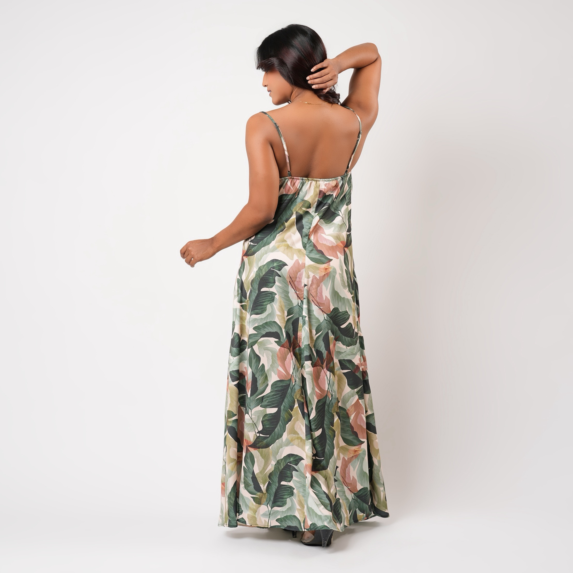 Aadaraya Sleeveless Tropical Print Maxi Night Gown-women-clothing-nightwear-nighties-image-3